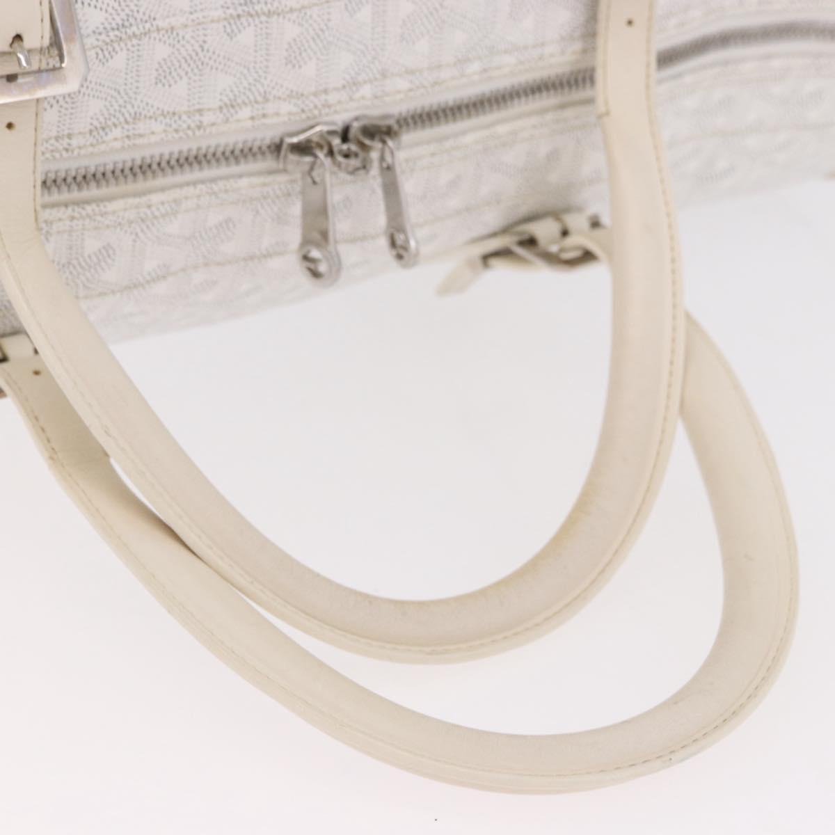 GOYARD Herringbone Boeing 55 Boston Bag PVC White Silver Auth 187047A