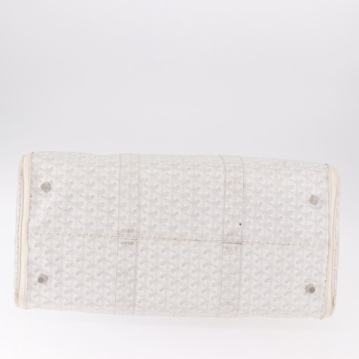 GOYARD Herringbone Boeing 55 Boston Bag PVC White Silver Auth 187047A
