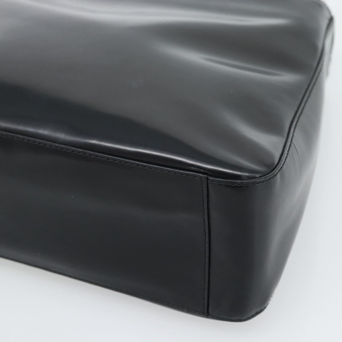 PRADA Shoulder Bag Leather Black Silver Auth 187050A