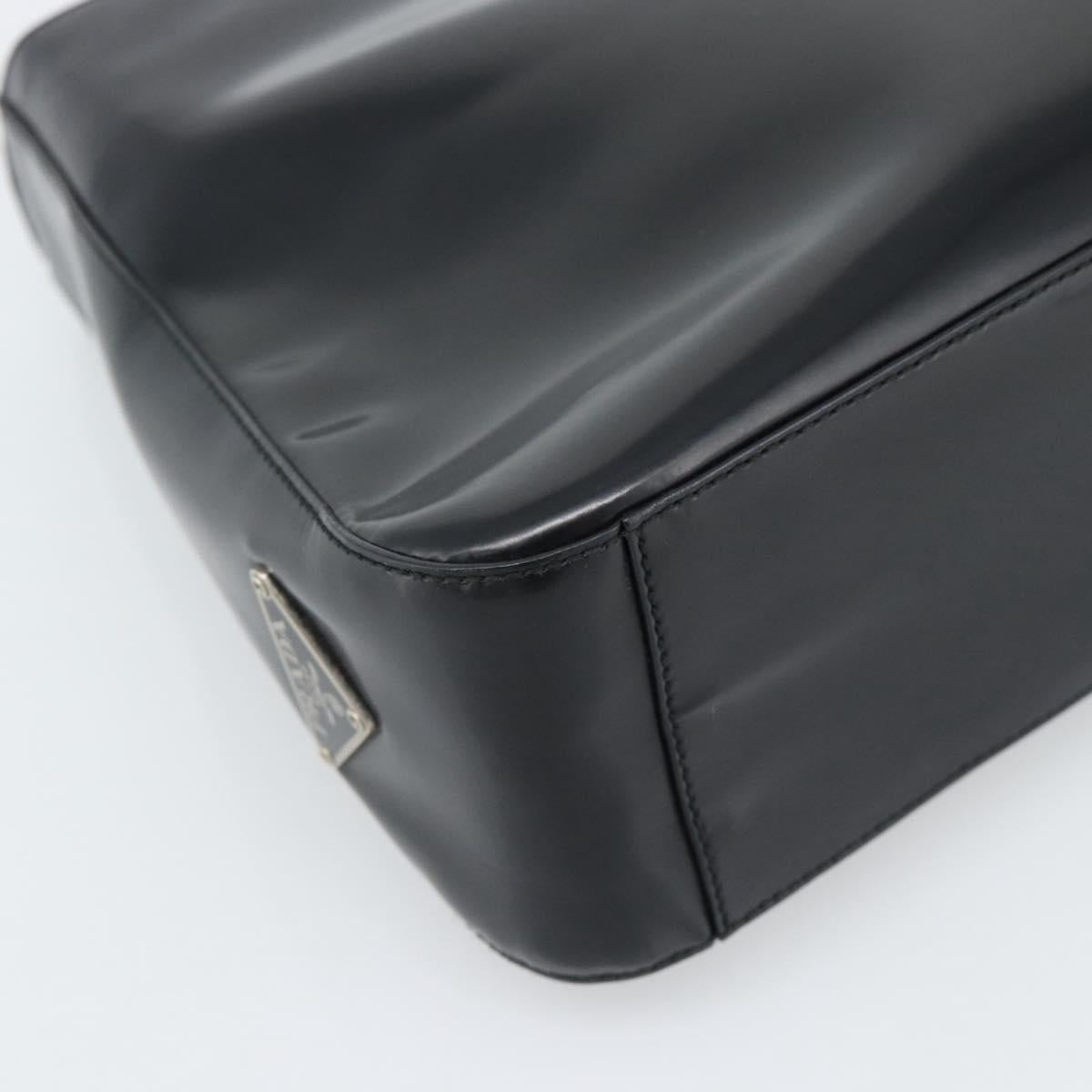 PRADA Shoulder Bag Leather Black Silver Auth 187050A