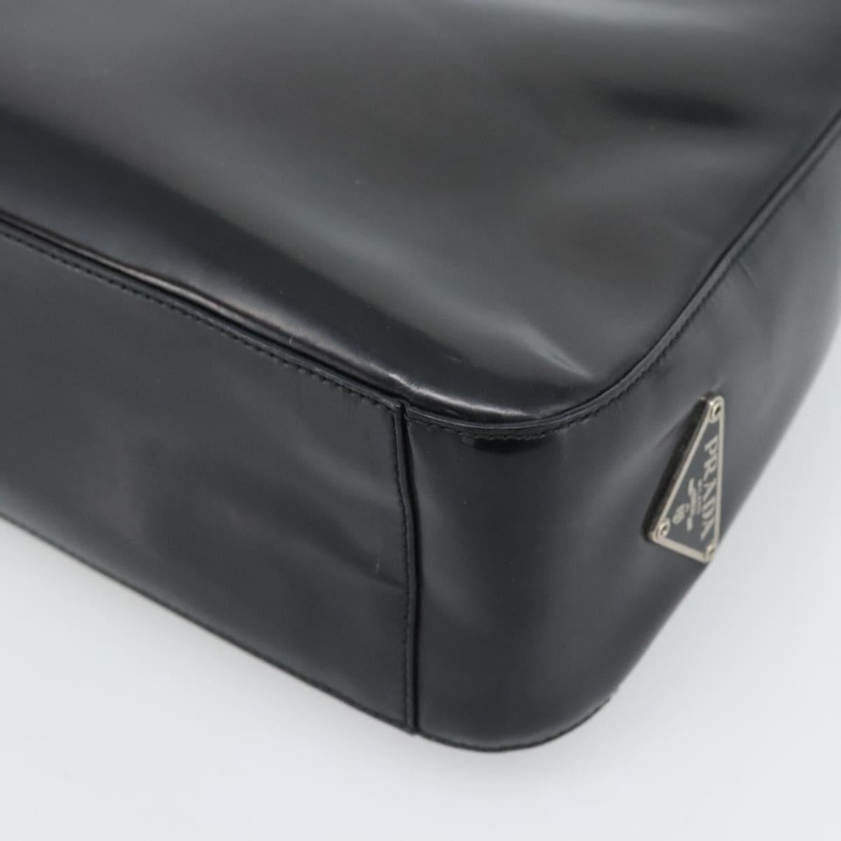 PRADA Shoulder Bag Leather Black Silver Auth 187050A