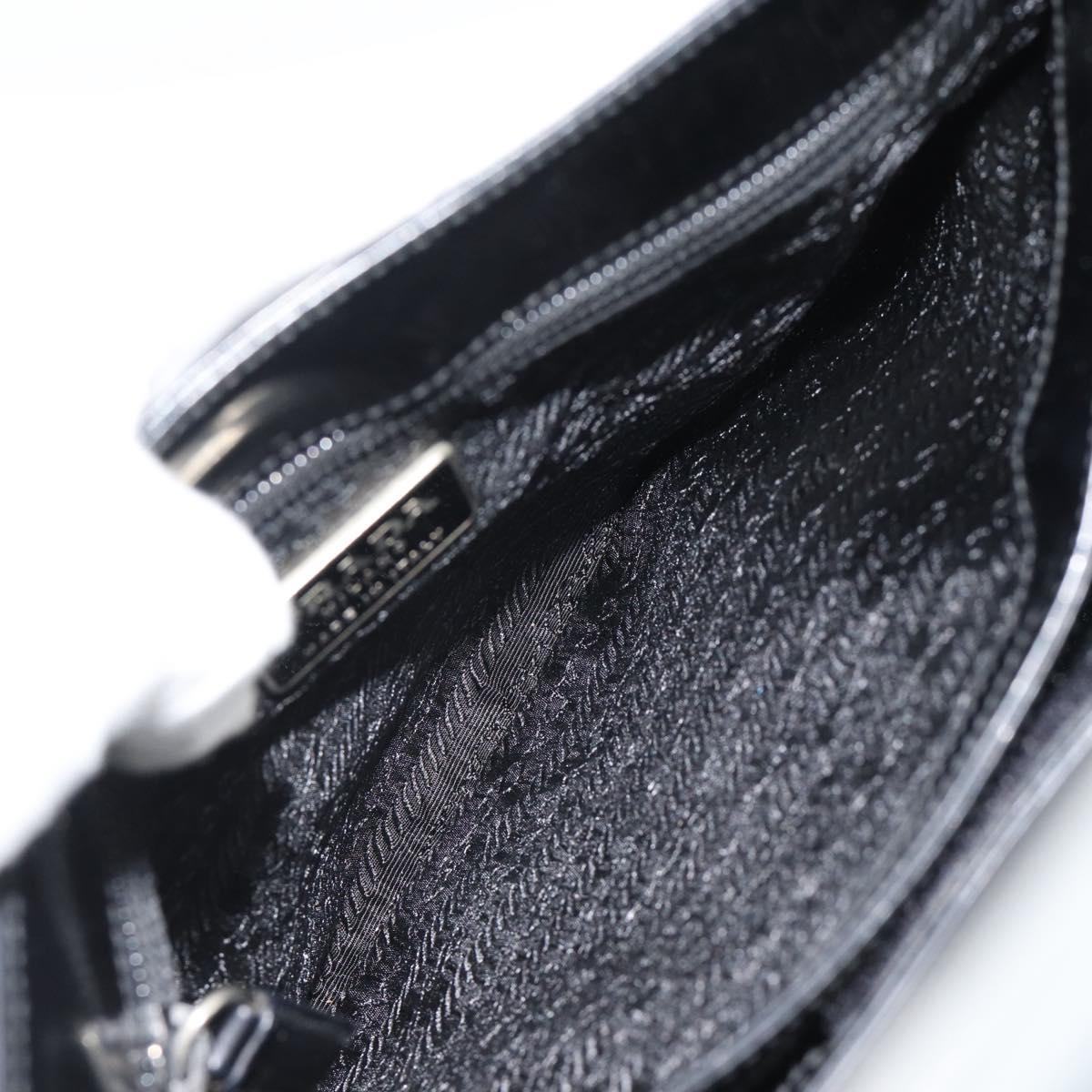PRADA Shoulder Bag Leather Black Silver Auth 187050A