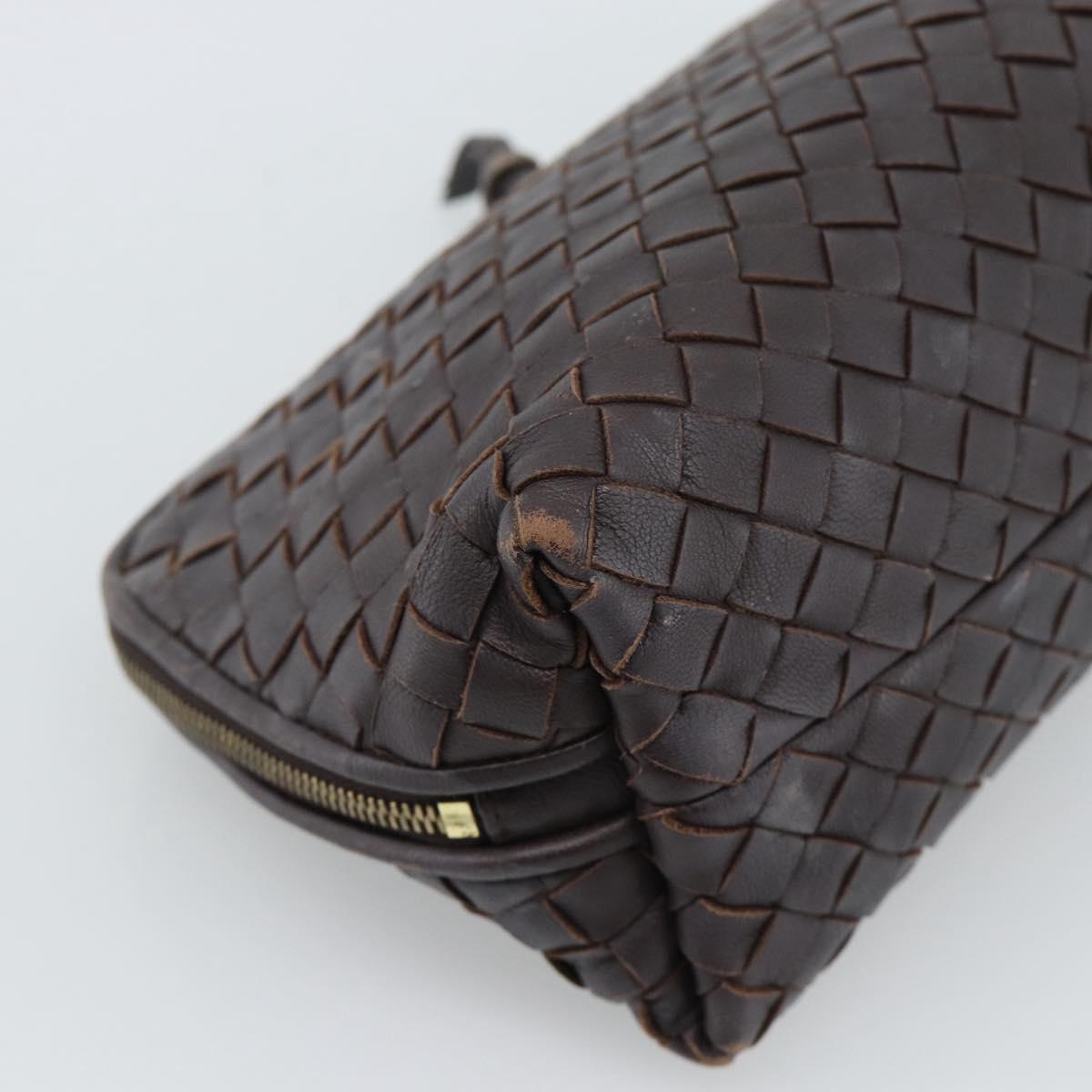 BOTTEGA VENETA INTRECCIATO Pouch Leather Brown Gold 132535 Auth 187056