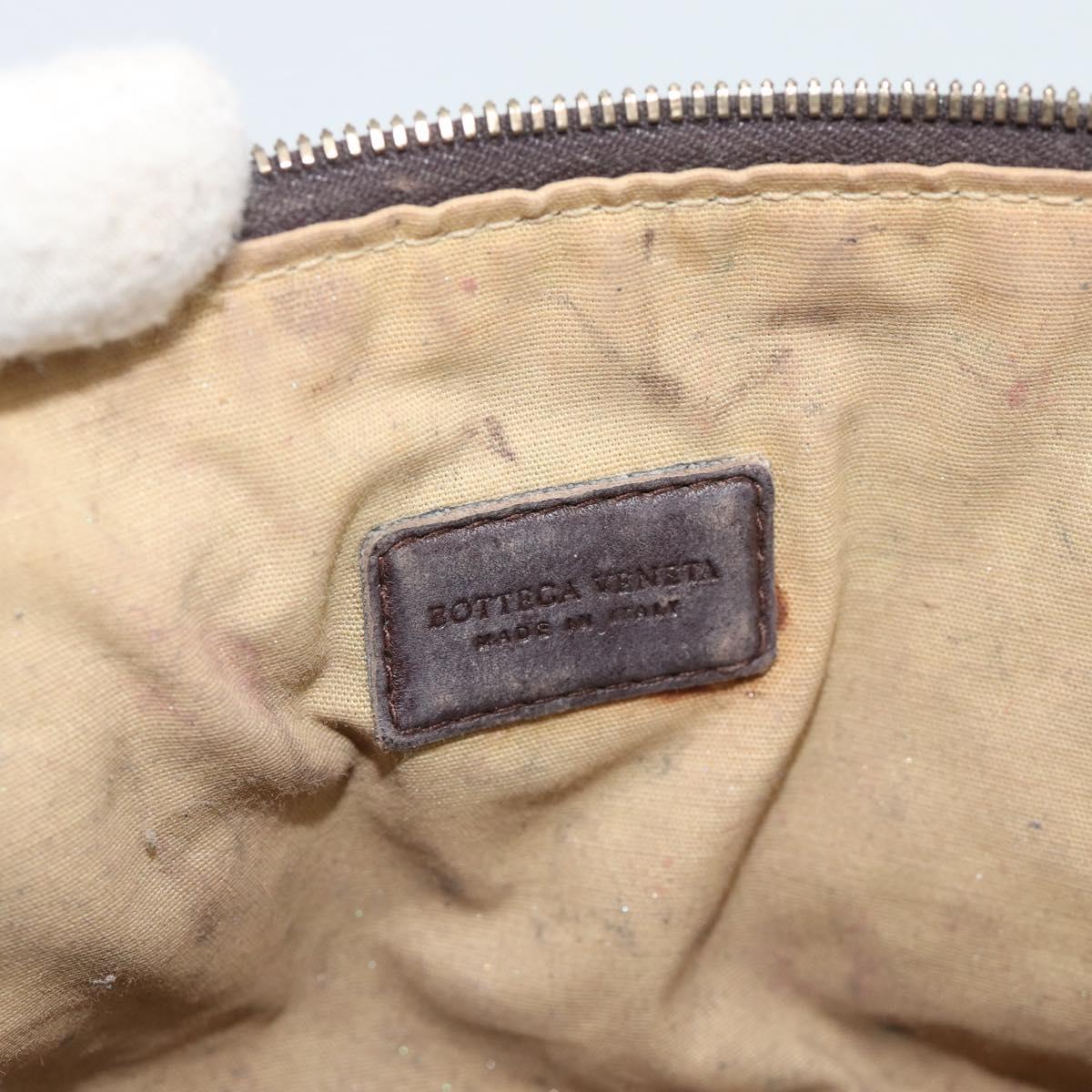 BOTTEGA VENETA INTRECCIATO Pouch Leather Brown Gold 132535 Auth 187056