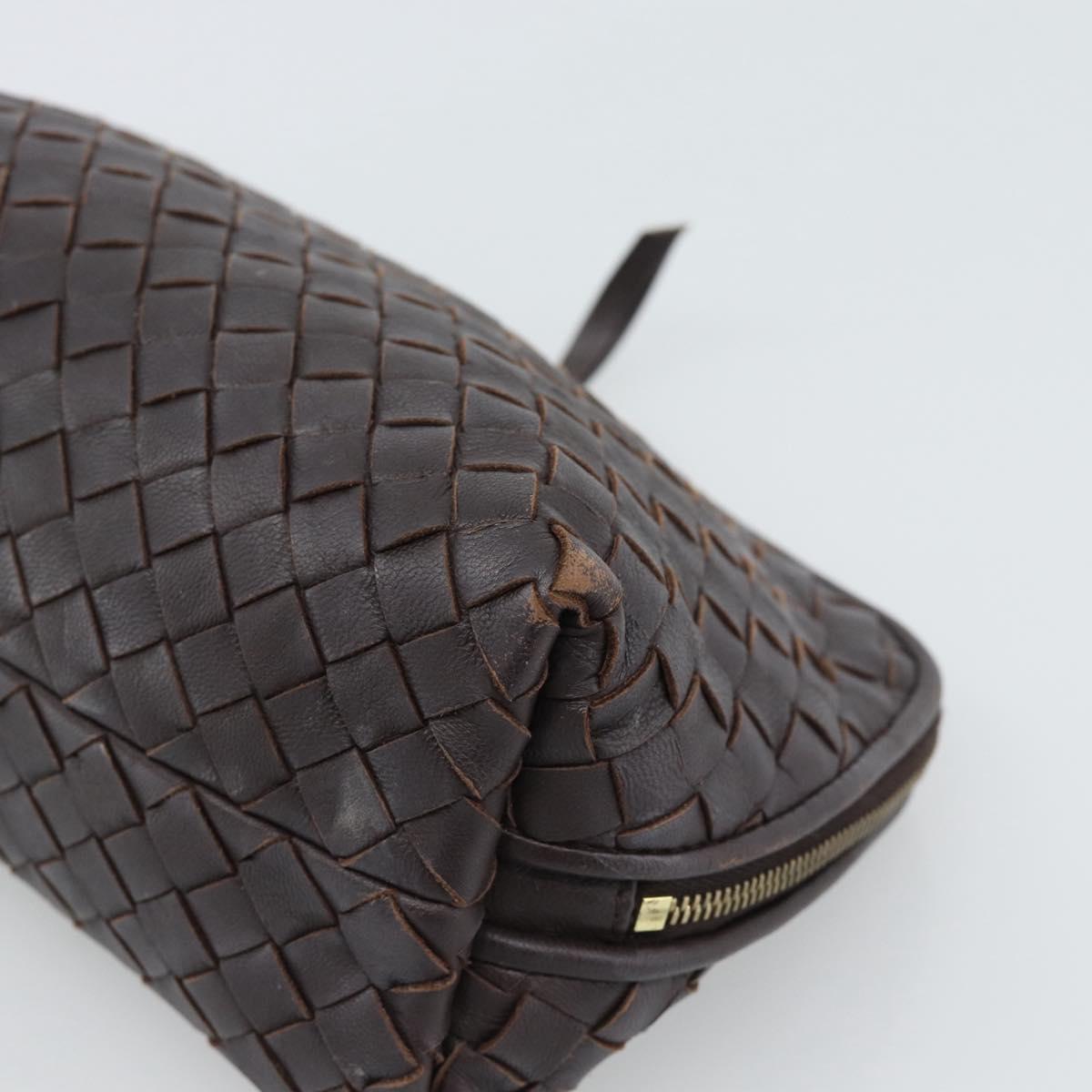 BOTTEGA VENETA INTRECCIATO Pouch Leather Brown Gold 132535 Auth 187056