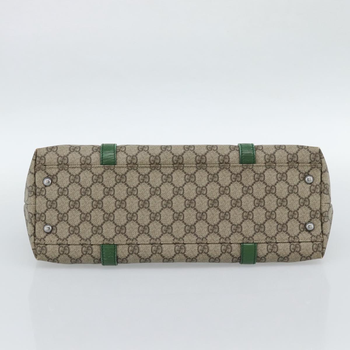 GUCCI GG Supreme Tote Bag PVC Beige Silver 114595 Auth 187057