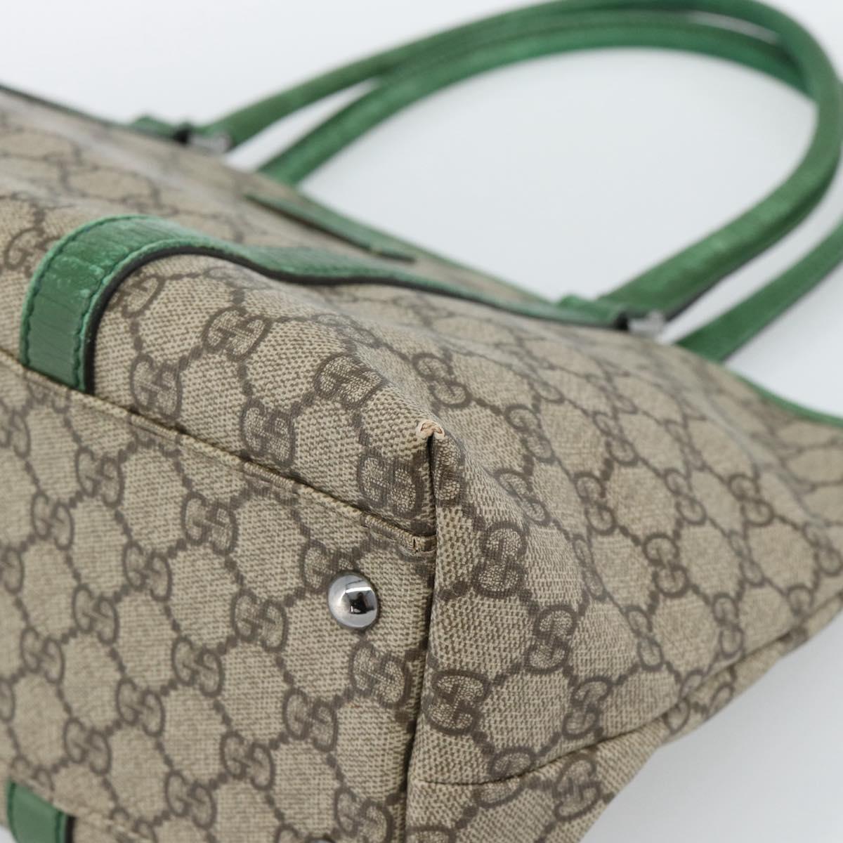 GUCCI GG Supreme Tote Bag PVC Beige Silver 114595 Auth 187057