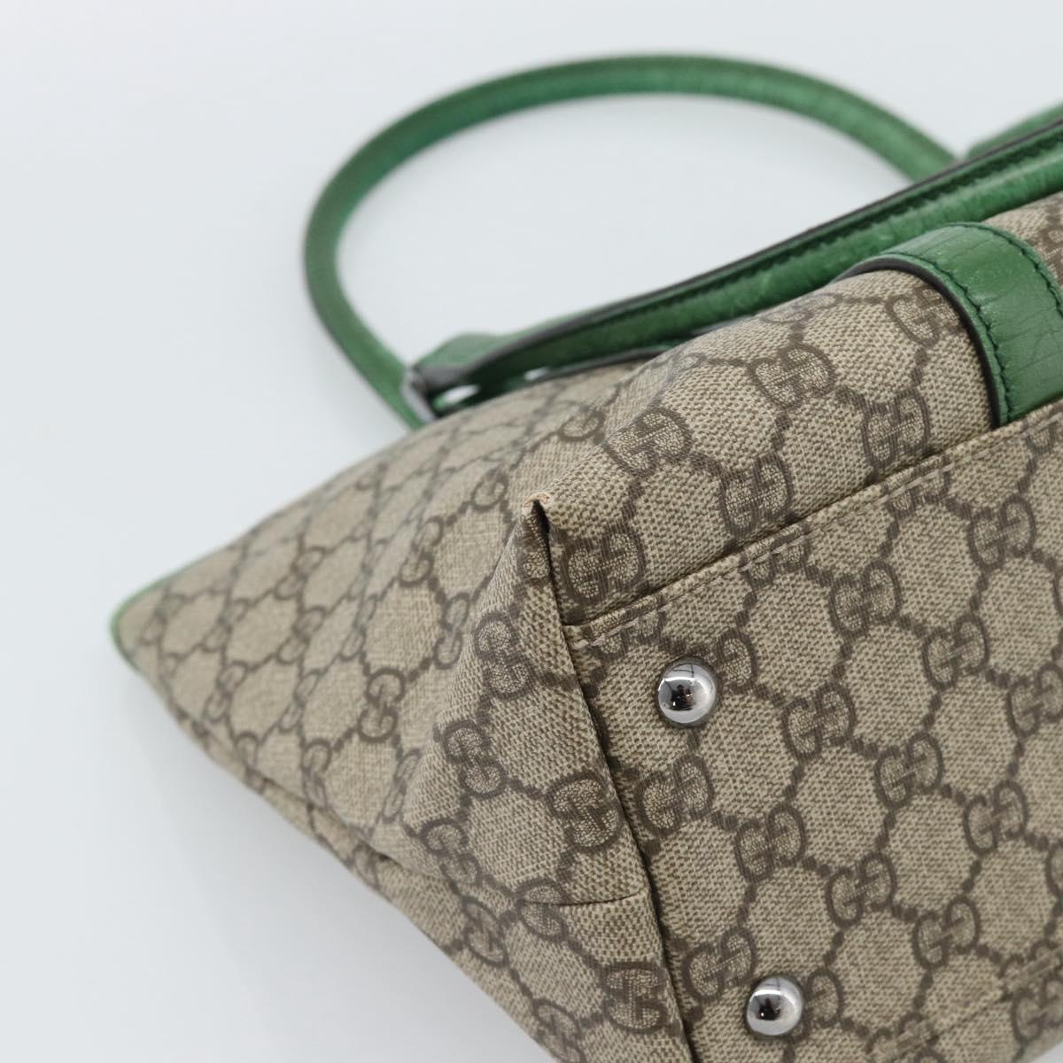 GUCCI GG Supreme Tote Bag PVC Beige Silver 114595 Auth 187057