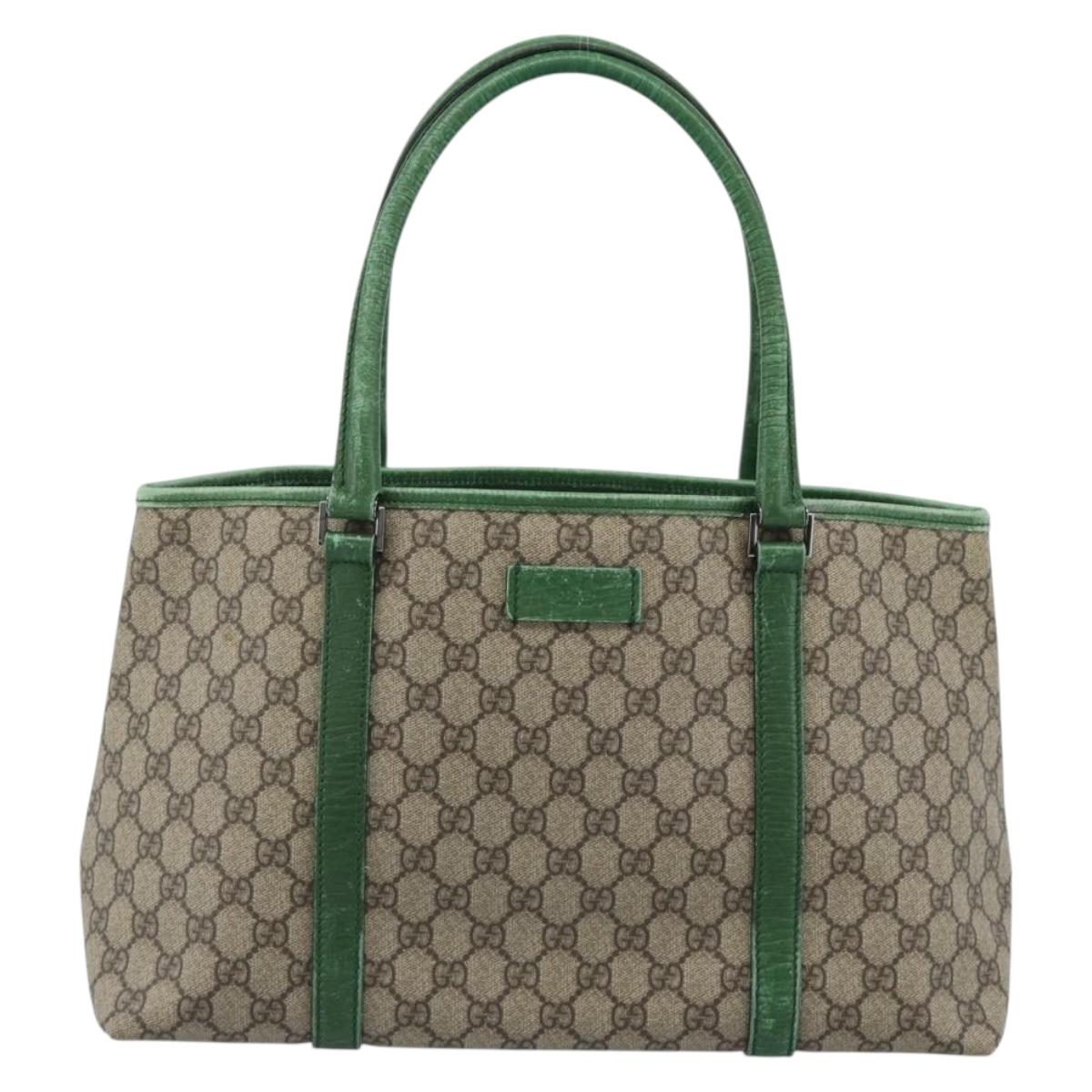 GUCCI GG Supreme Tote Bag PVC Beige Silver 114595 Auth 187057