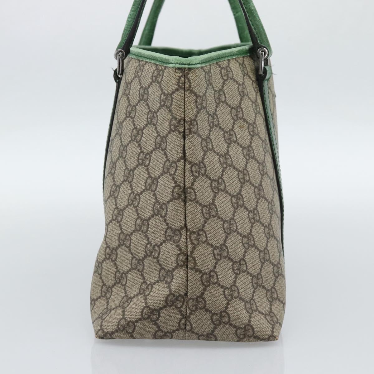 GUCCI GG Supreme Tote Bag PVC Beige Silver 114595 Auth 187057