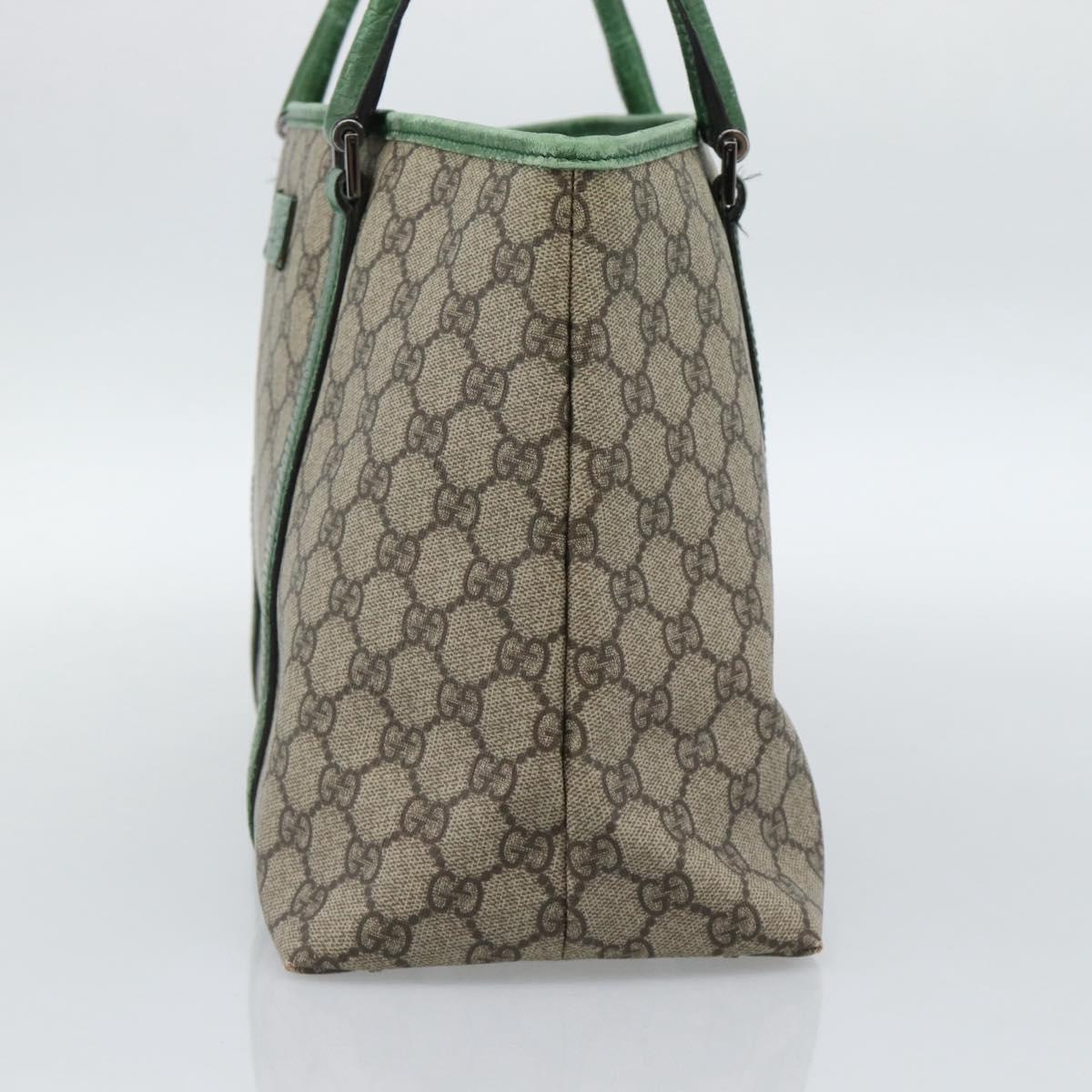 GUCCI GG Supreme Tote Bag PVC Beige Silver 114595 Auth 187057