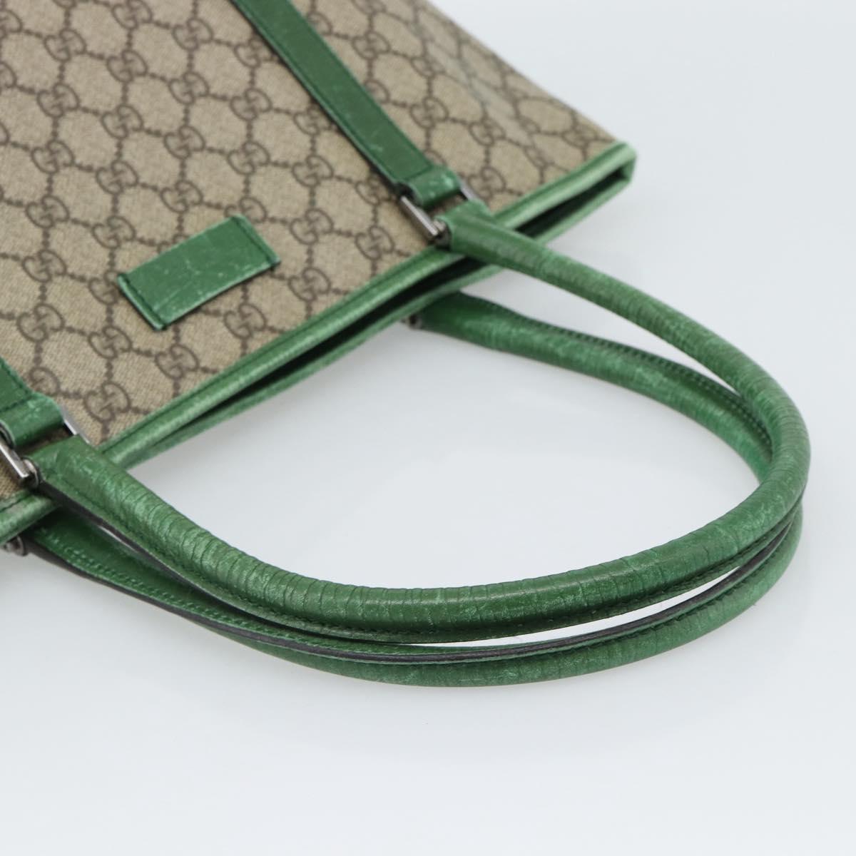 GUCCI GG Supreme Tote Bag PVC Beige Silver 114595 Auth 187057