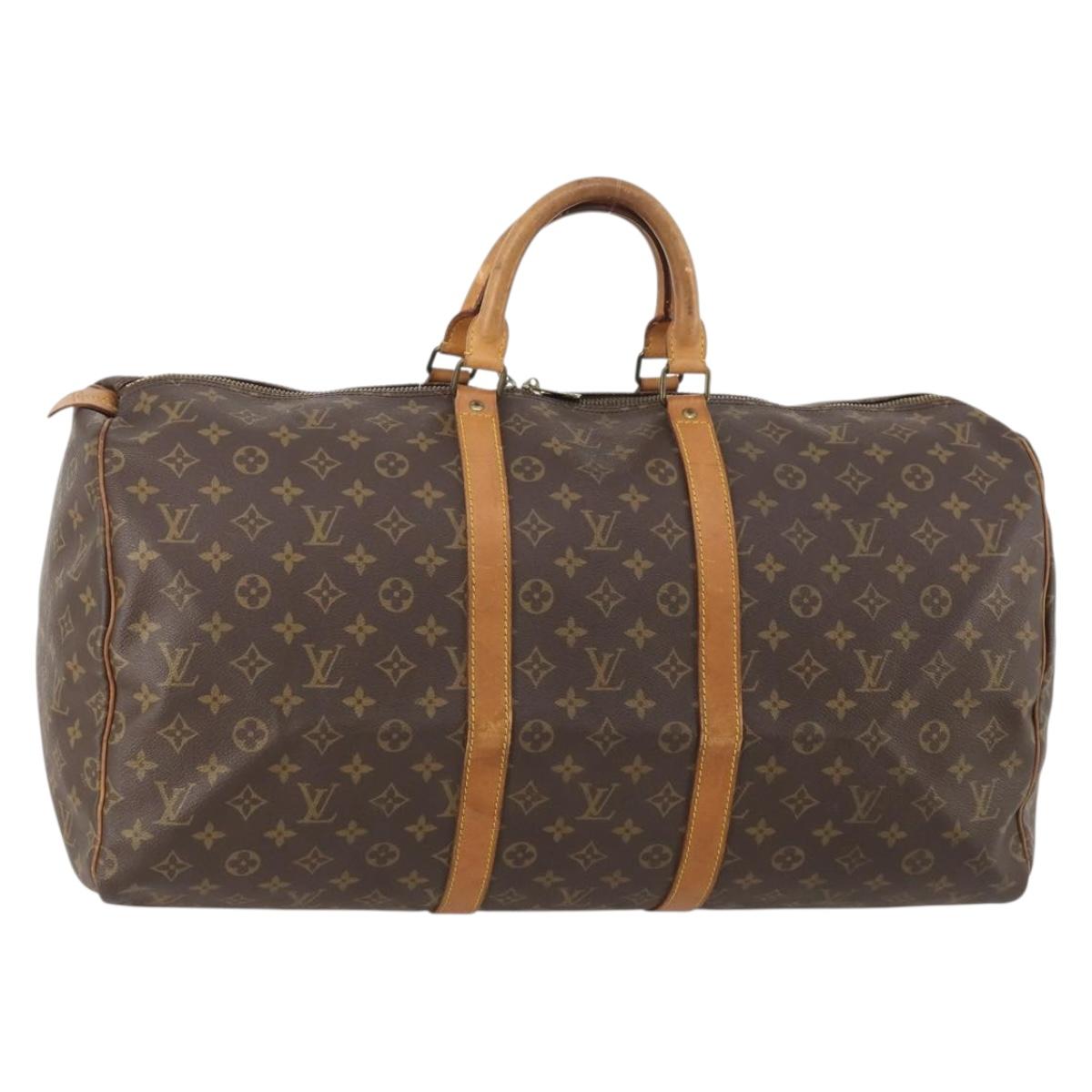 LOUIS VUITTON Monogram Keepall 55 Boston Bag M41424 LV Auth 187063