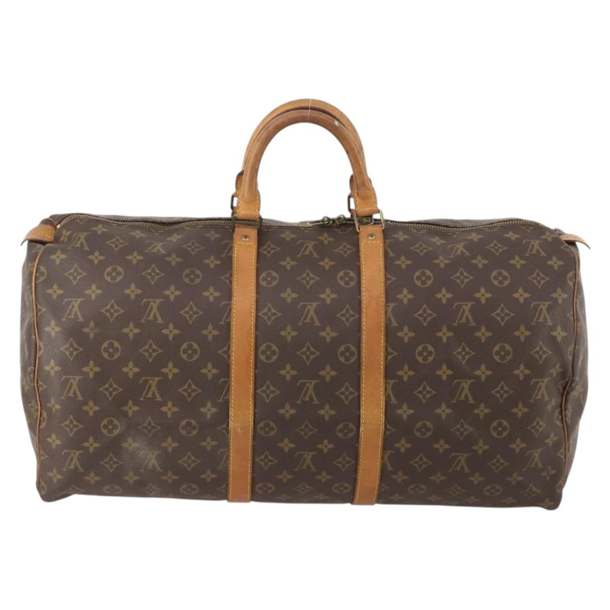 LOUIS VUITTON Monogram Keepall 55 Boston Bag M41424 LV Auth 187063