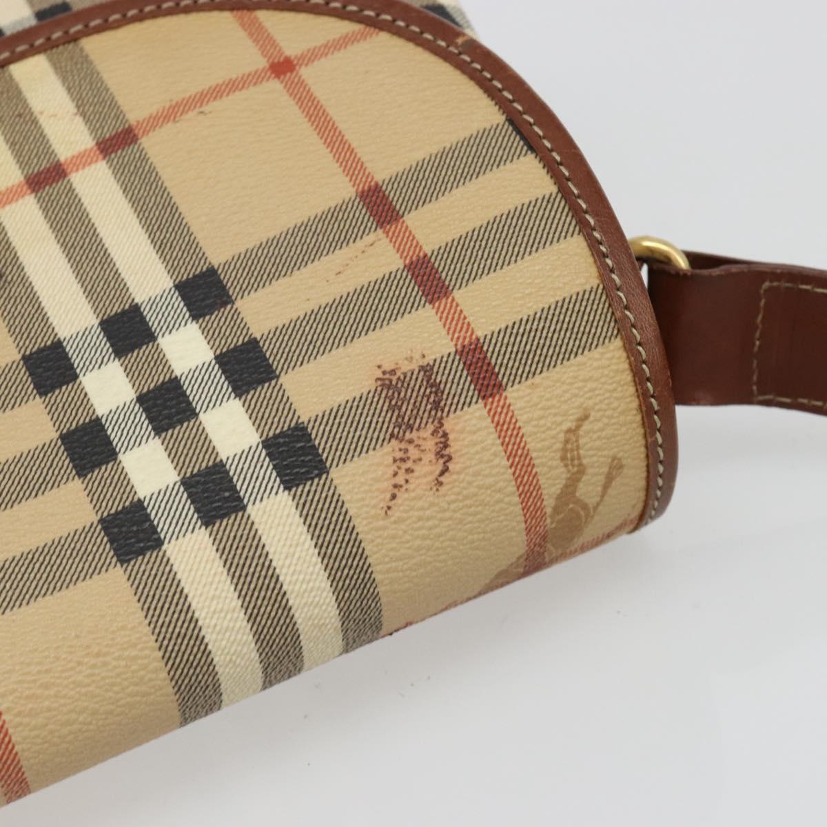 Burberrys Nova Check Shoulder Bag PVC Leather Beige Gold Auth 187080