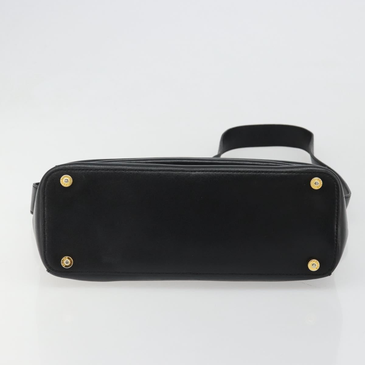 CELINE Shoulder Bag Leather Black Gold Auth 187081