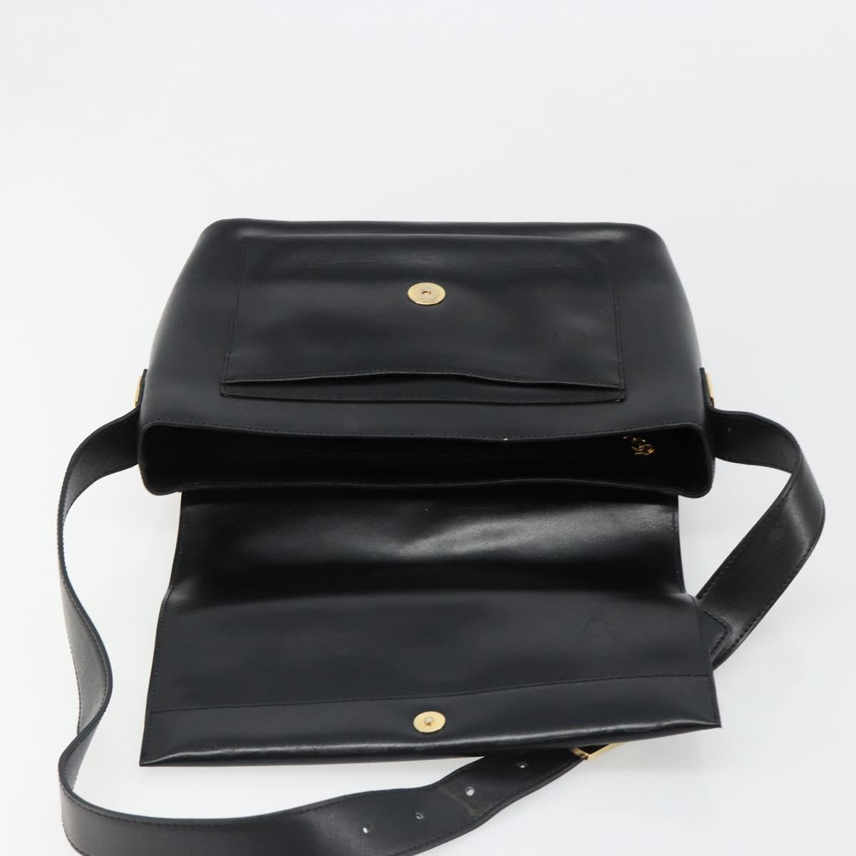 CELINE Shoulder Bag Leather Black Gold Auth 187081