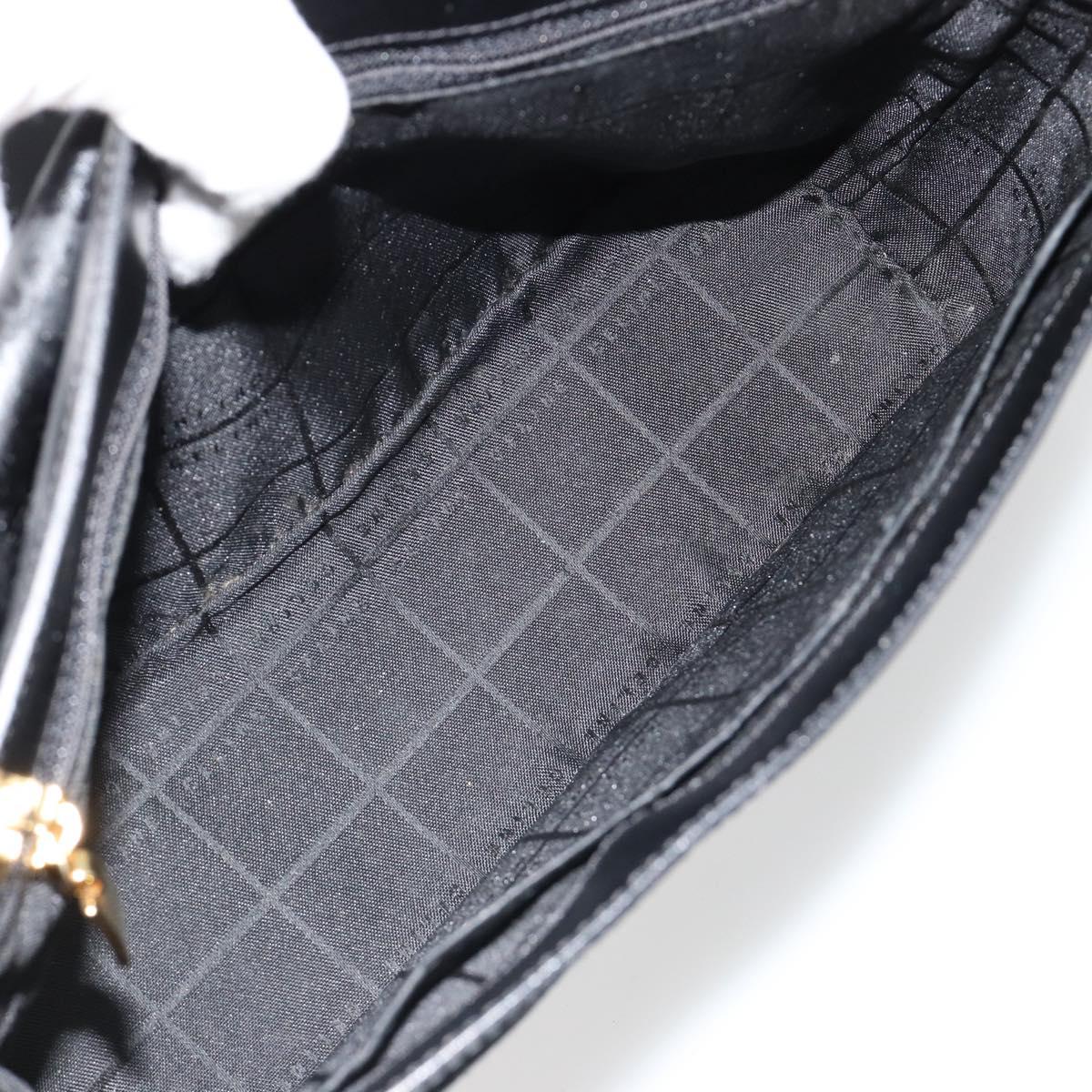 CELINE Shoulder Bag Leather Black Gold Auth 187081