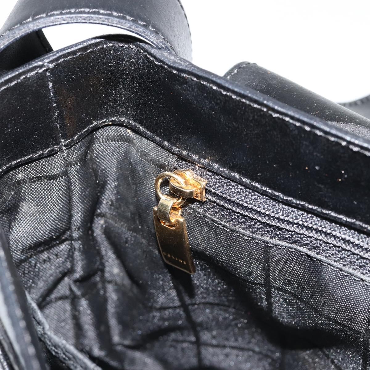 CELINE Shoulder Bag Leather Black Gold Auth 187081