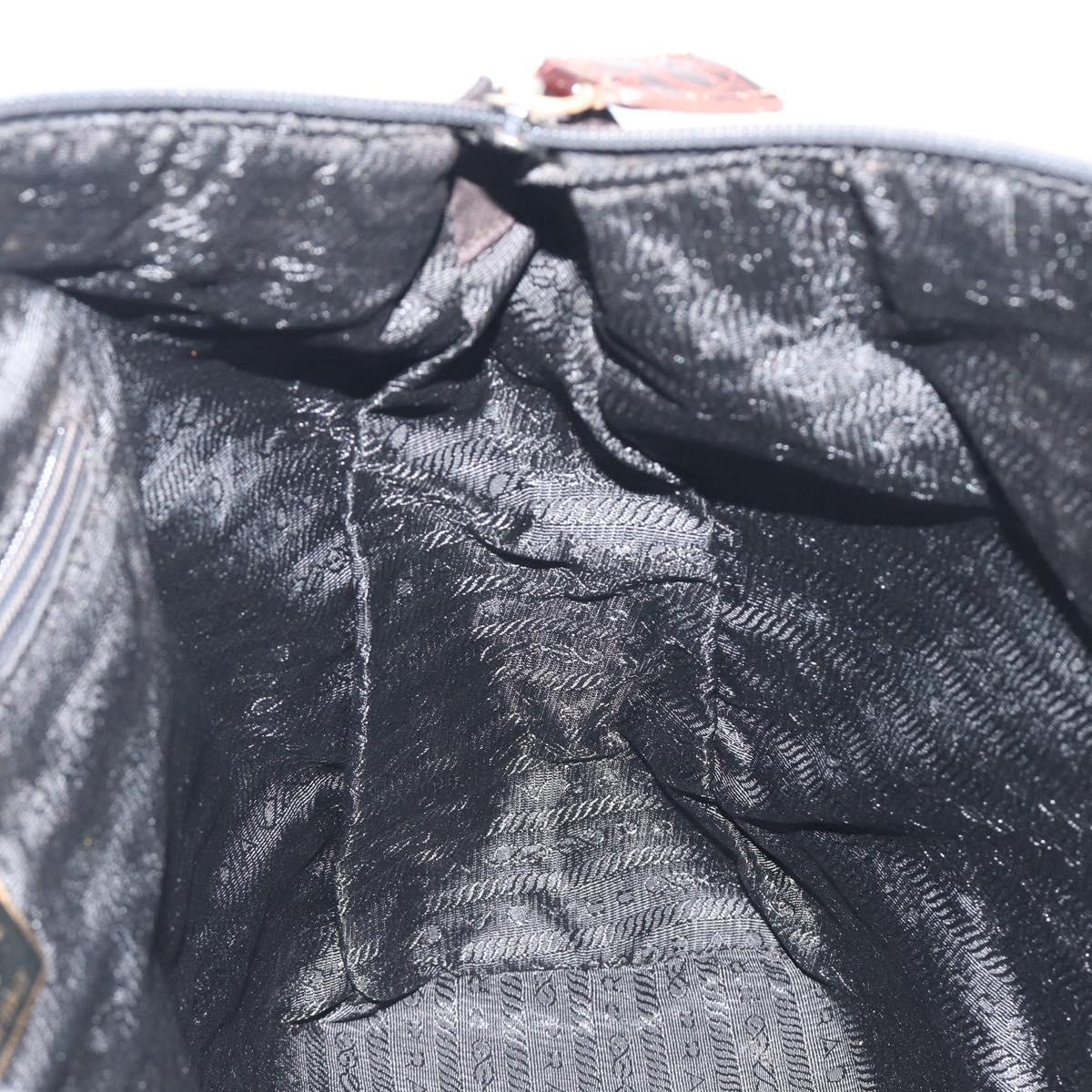 PRADA Hand Bag Nylon Black Gold Auth 187087