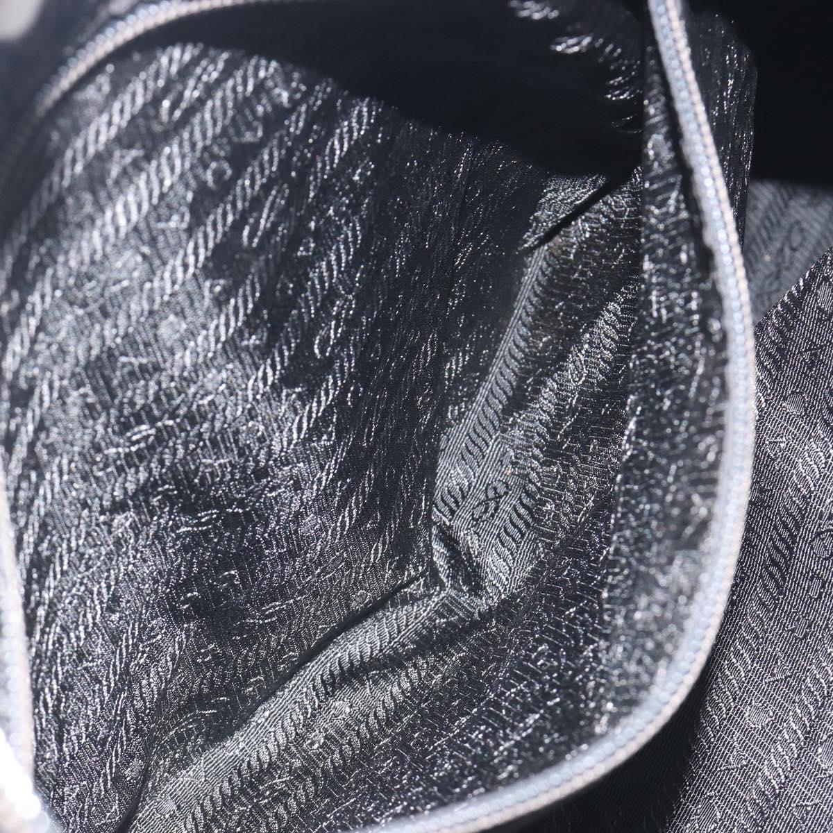 PRADA Hand Bag Nylon Black Gold Auth 187087