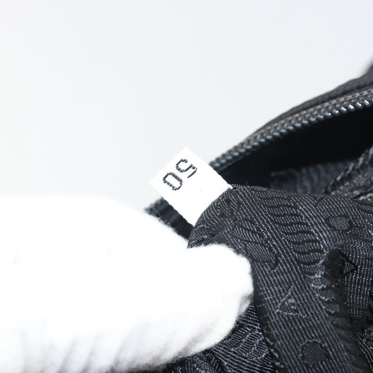 PRADA Hand Bag Nylon Black Gold Auth 187087