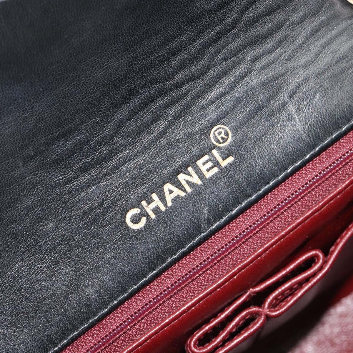 CHANEL Matelasse Chain Shoulder Bag Lamb Skin Black Gold CC Auth 187092SAM