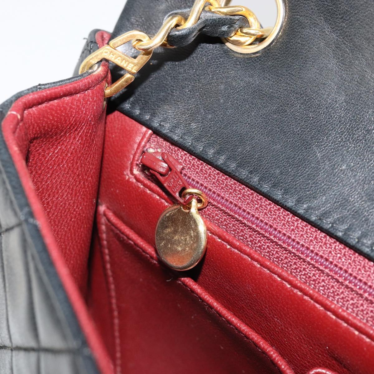 CHANEL Matelasse Chain Shoulder Bag Lamb Skin Black Gold CC Auth 187092SAM