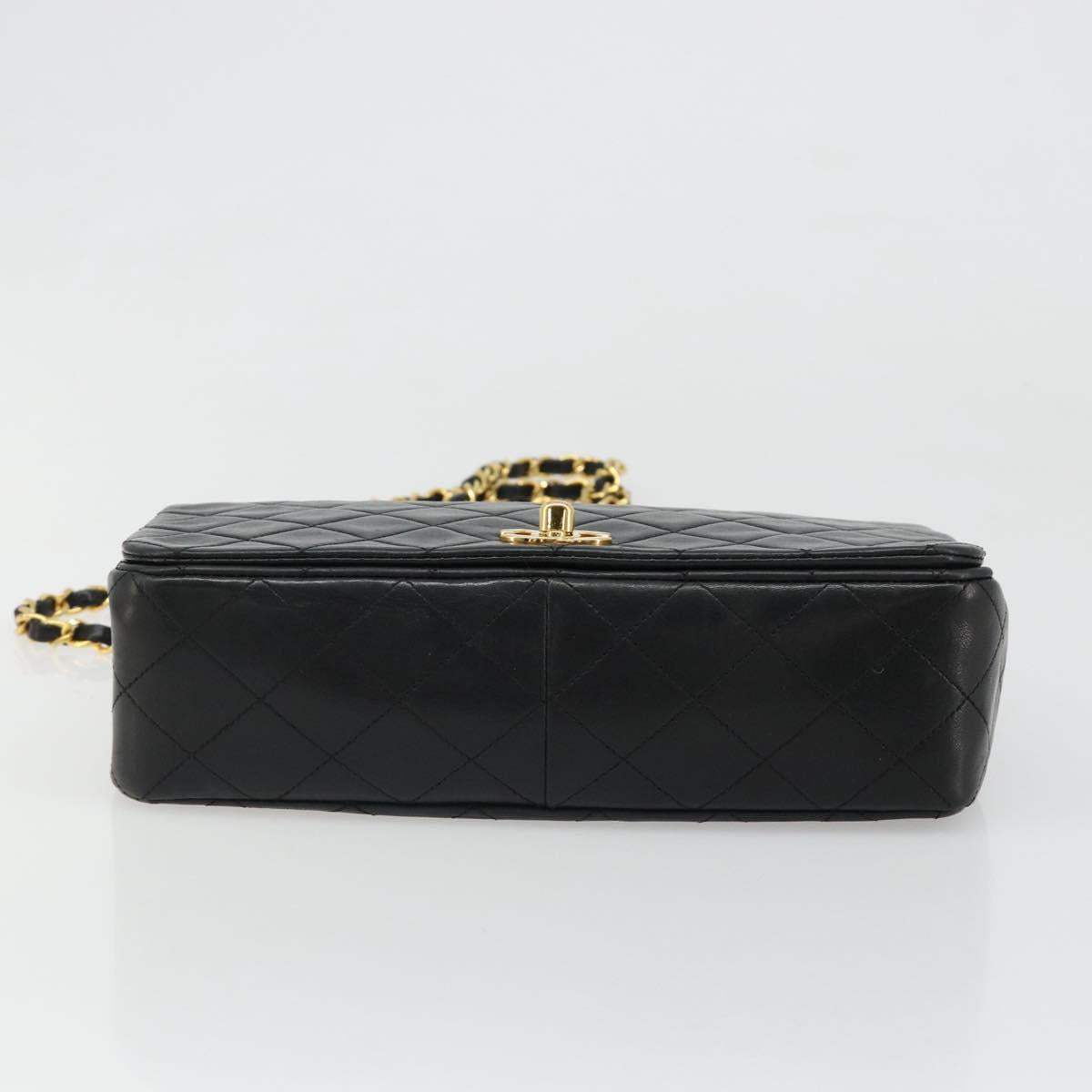 CHANEL Matelasse Chain Shoulder Bag Lamb Skin Black Gold CC Auth 187092SAM