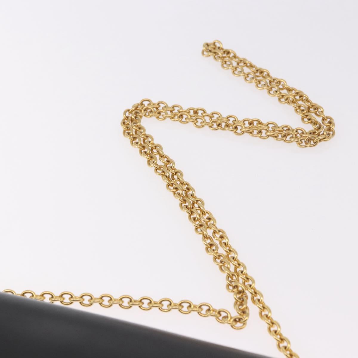 CELINE Chain Shoulder Bag Leather Black Gold Auth 187098A