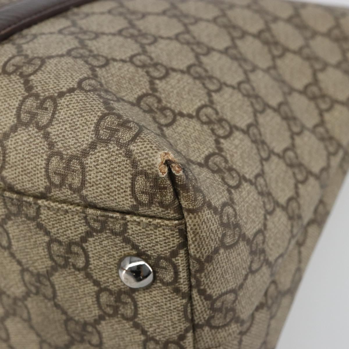 GUCCI GG Supreme Tote Bag PVC Beige Silver 114595 Auth 187099