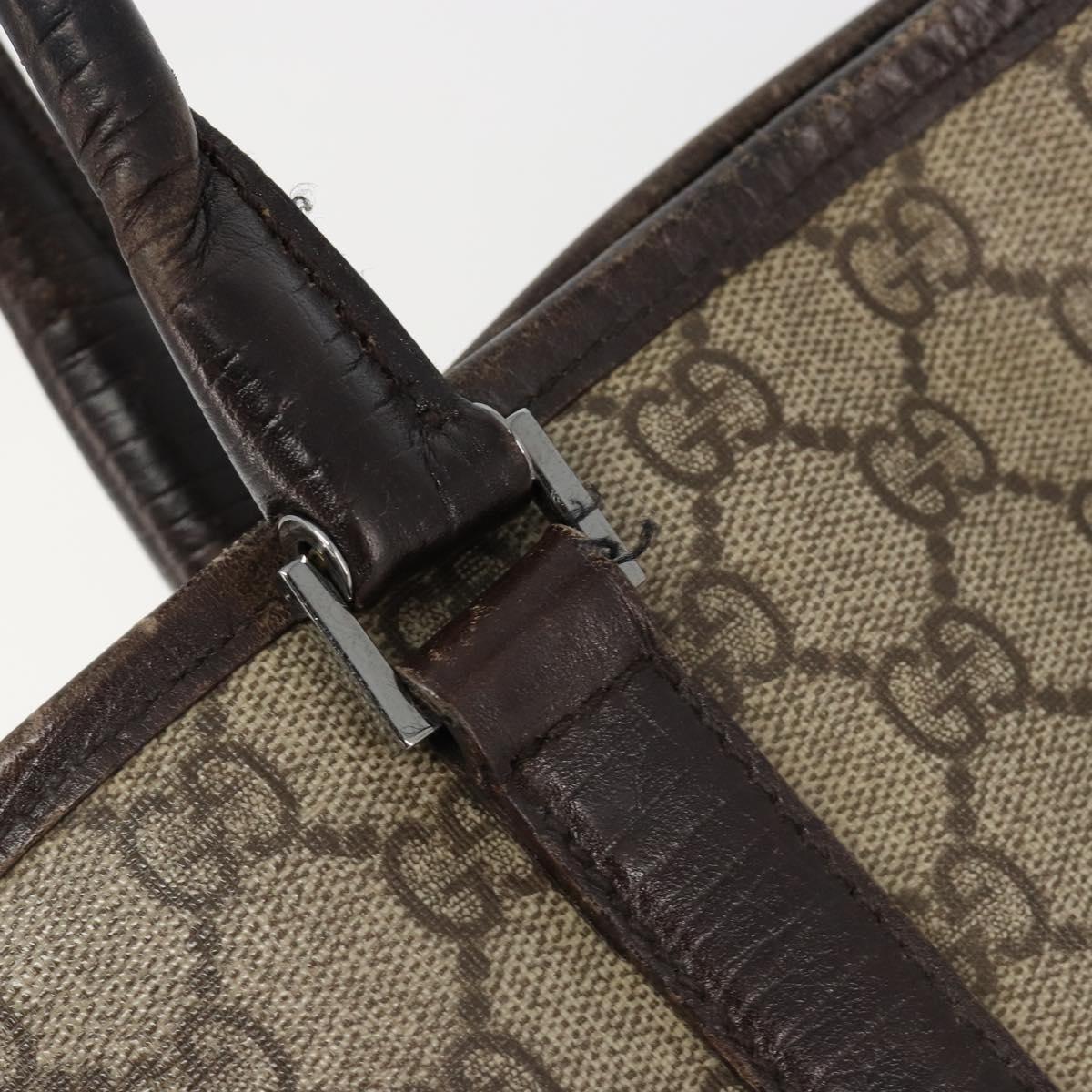 GUCCI GG Supreme Tote Bag PVC Beige Silver 114595 Auth 187099