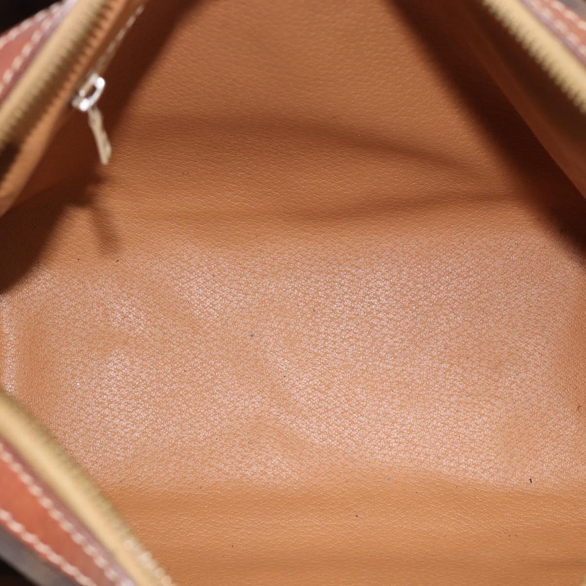 CELINE Macadam Canvas Hand Bag PVC Leather Brown Gold Auth 187100