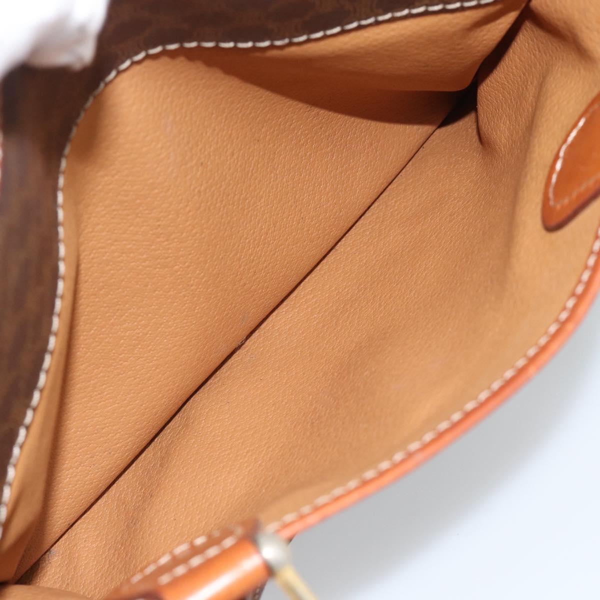 CELINE Macadam Canvas Hand Bag PVC Leather Brown Gold Auth 187100
