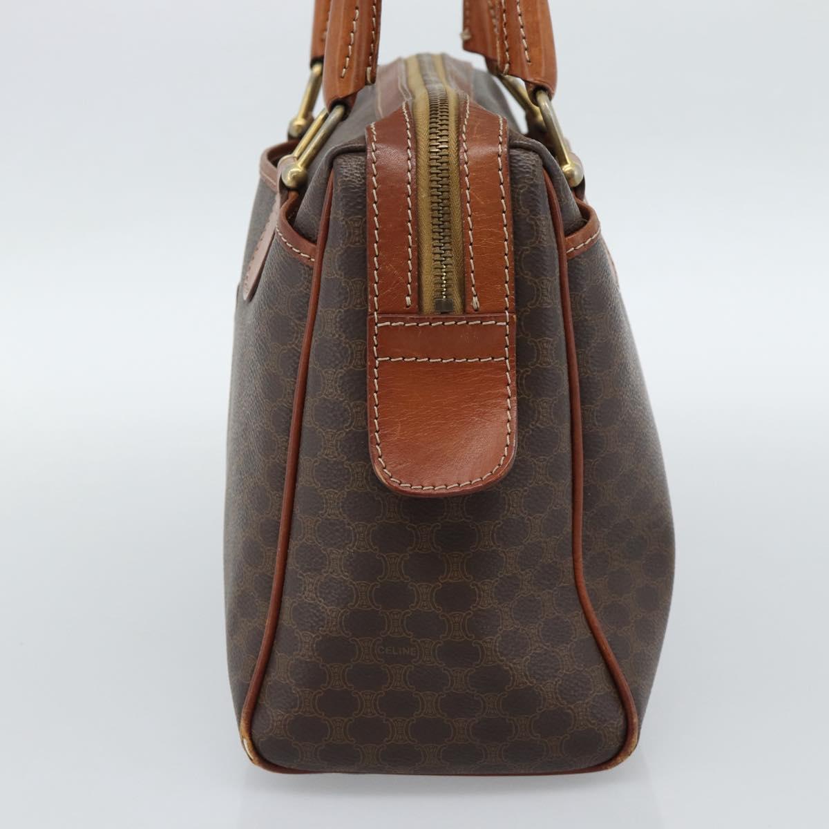 CELINE Macadam Canvas Hand Bag PVC Leather Brown Gold Auth 187100