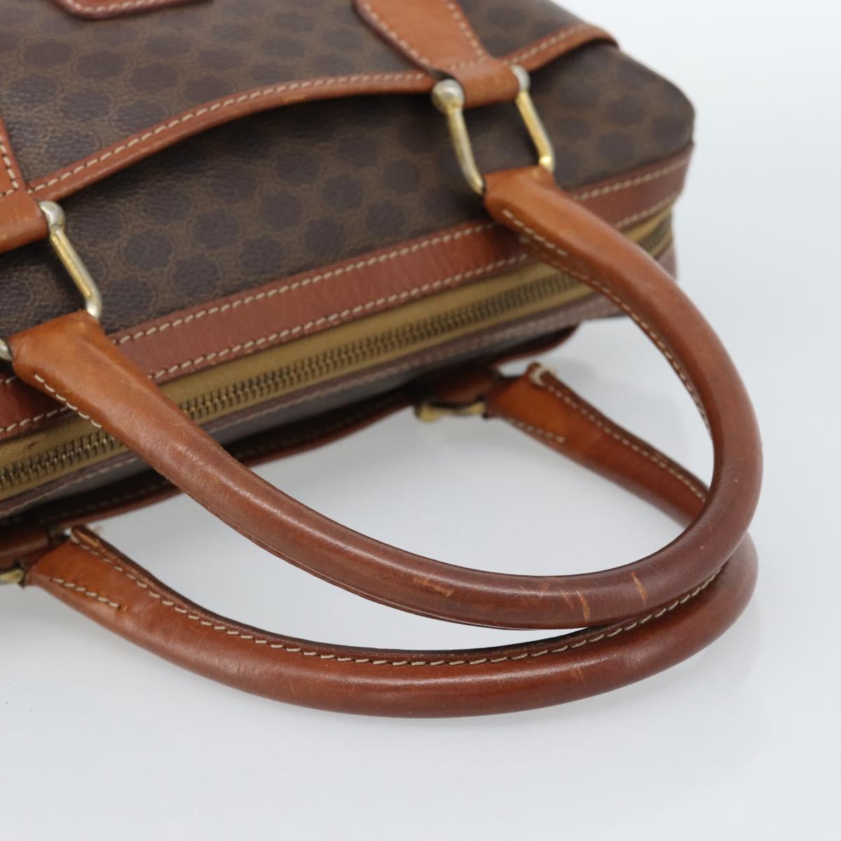 CELINE Macadam Canvas Hand Bag PVC Leather Brown Gold Auth 187100