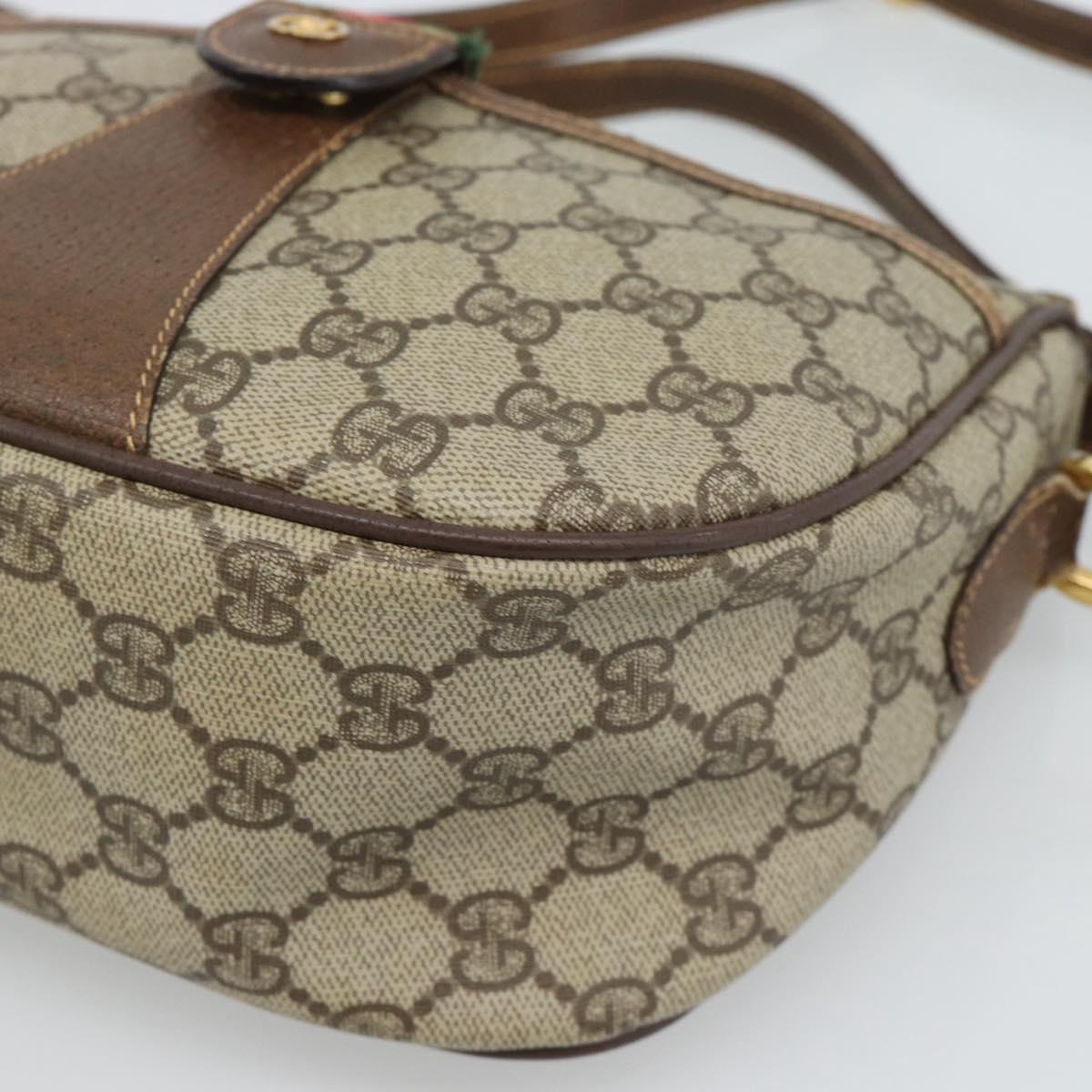 GUCCI GG Supreme Web Sherry Line Bag PVC Beige Gold 001 123 6177 Auth 187102