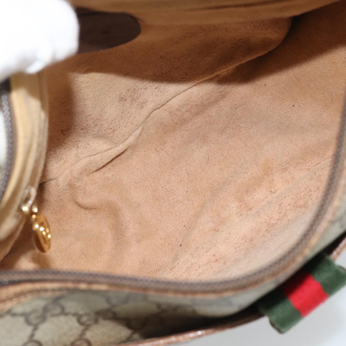 GUCCI GG Supreme Web Sherry Line Bag PVC Beige Gold 001 123 6177 Auth 187102