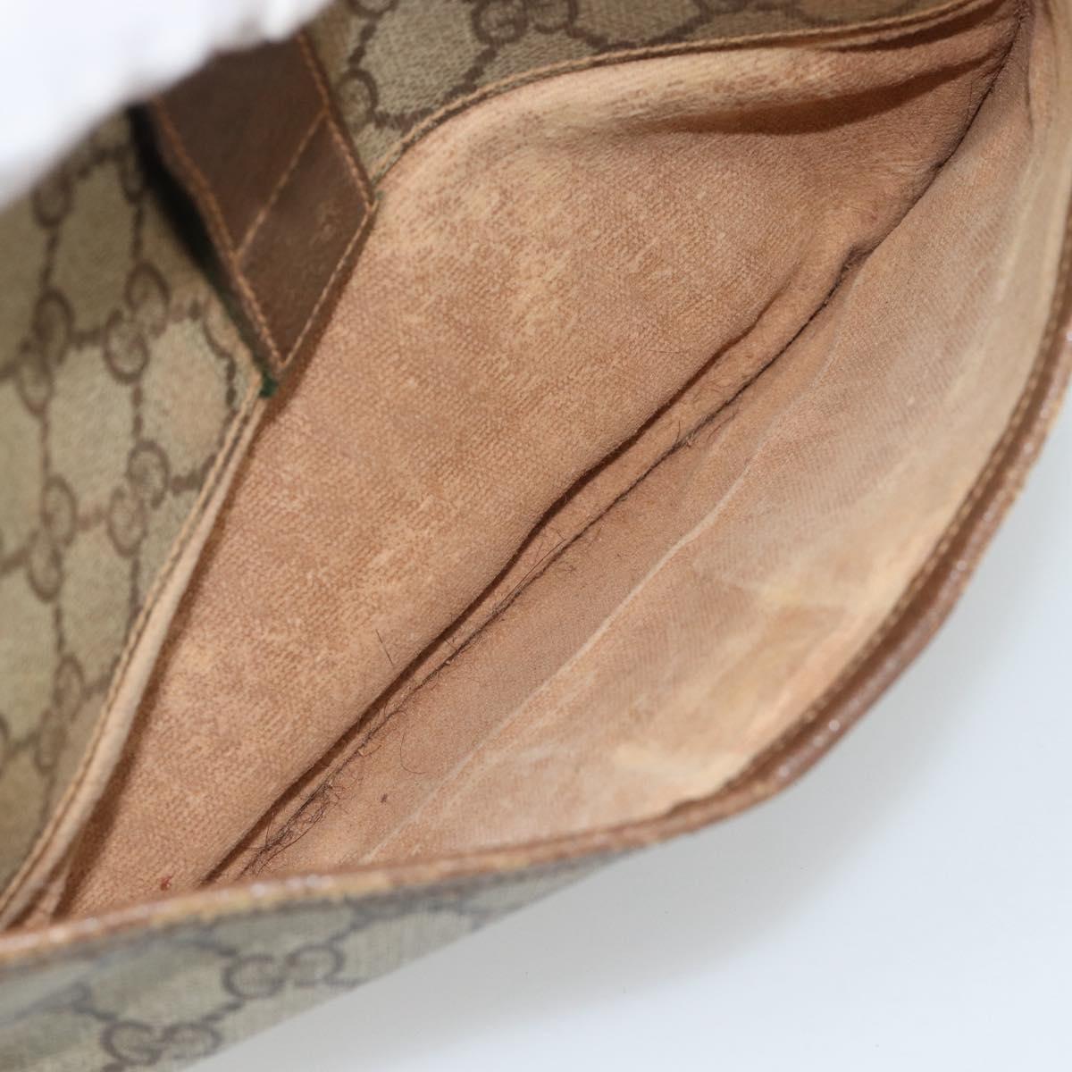 GUCCI GG Supreme Web Sherry Line Bag PVC Beige Gold 001 123 6177 Auth 187102