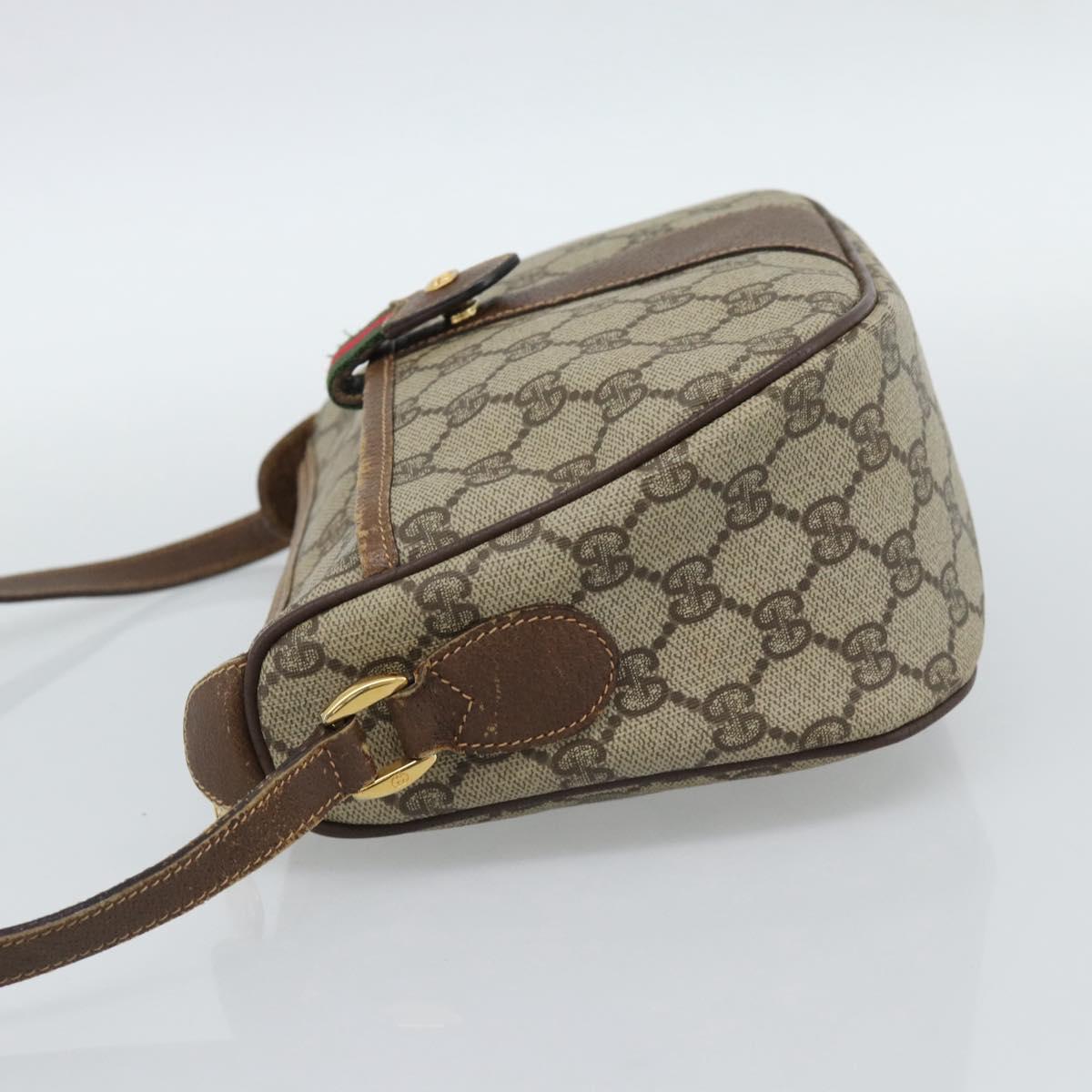 GUCCI GG Supreme Web Sherry Line Bag PVC Beige Gold 001 123 6177 Auth 187102