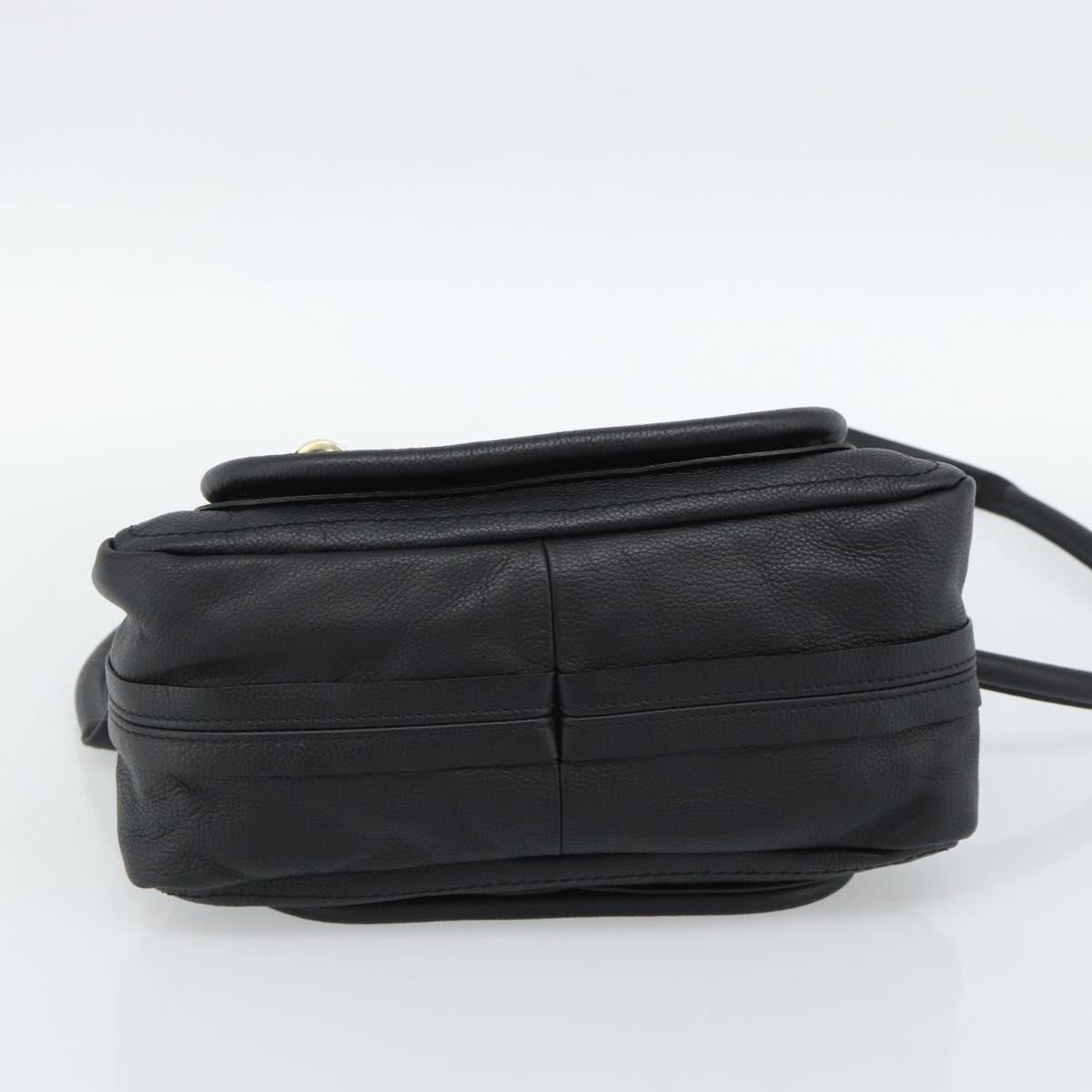 Chloe Paraty Hand Bag Leather 2way Black Gold Auth 187112A