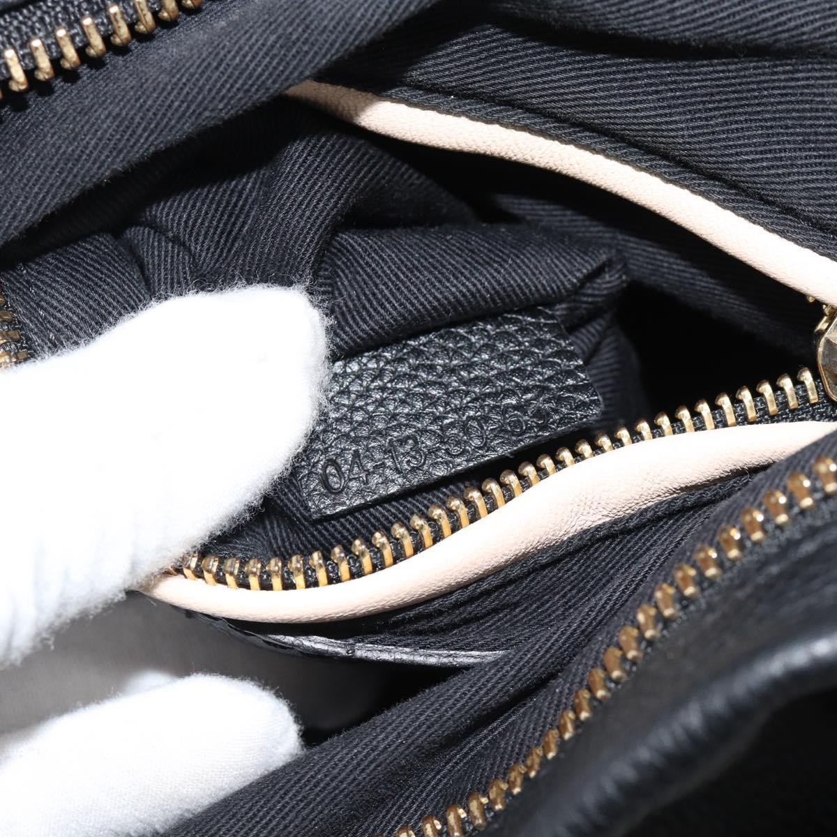 Chloe Paraty Hand Bag Leather 2way Black Gold Auth 187112A