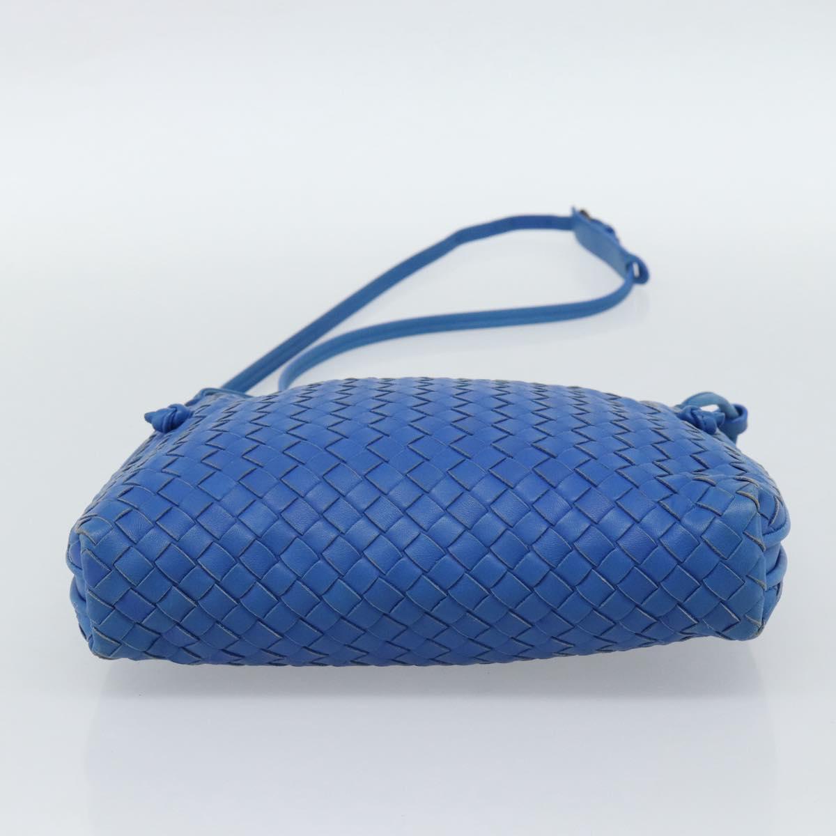 BOTTEGA VENETA INTRECCIATO Shoulder Bag Leather Blue Auth 187113