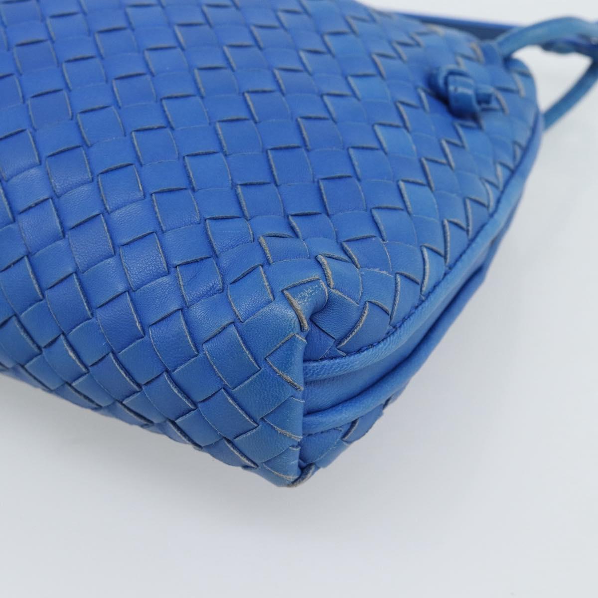 BOTTEGA VENETA INTRECCIATO Shoulder Bag Leather Blue Auth 187113
