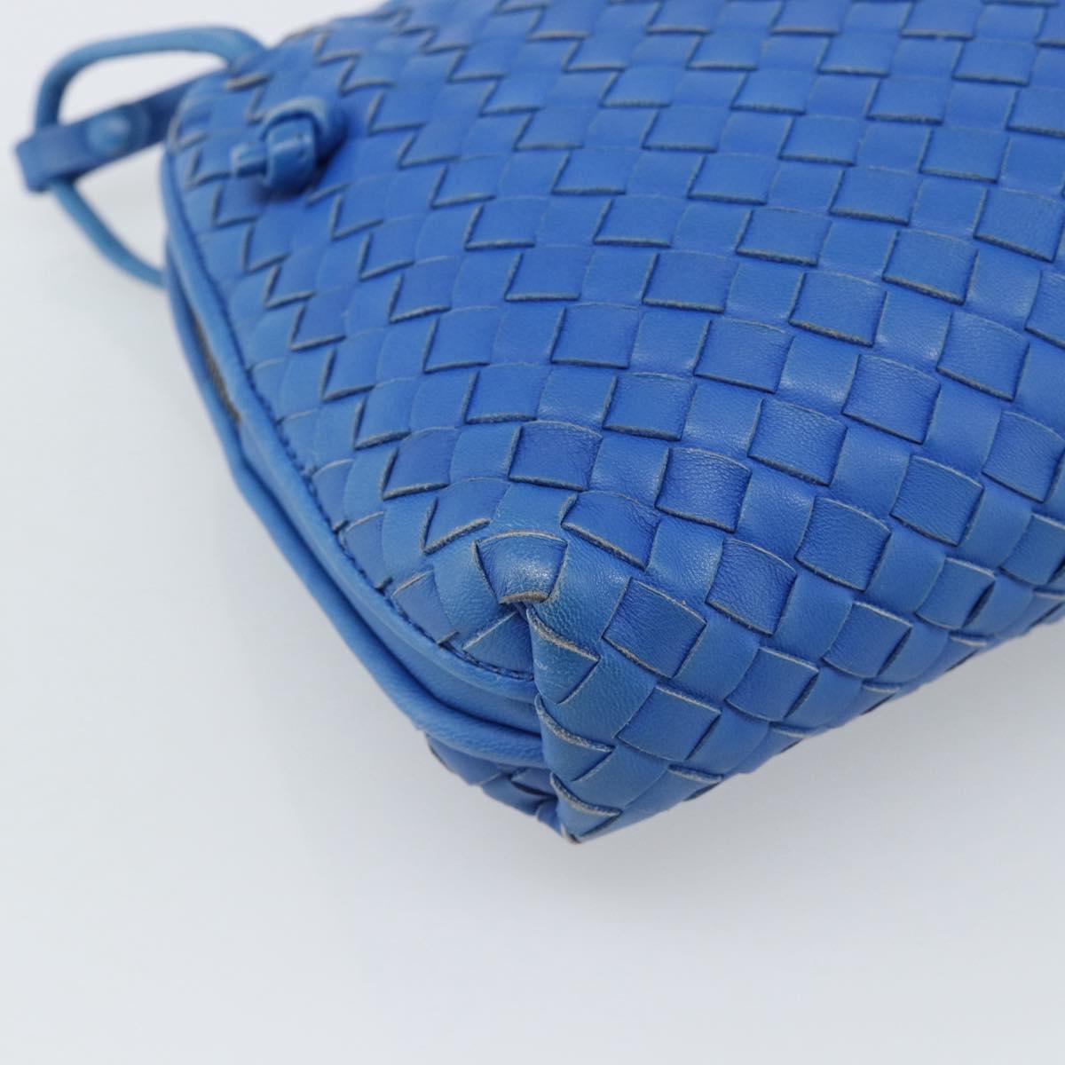 BOTTEGA VENETA INTRECCIATO Shoulder Bag Leather Blue Auth 187113