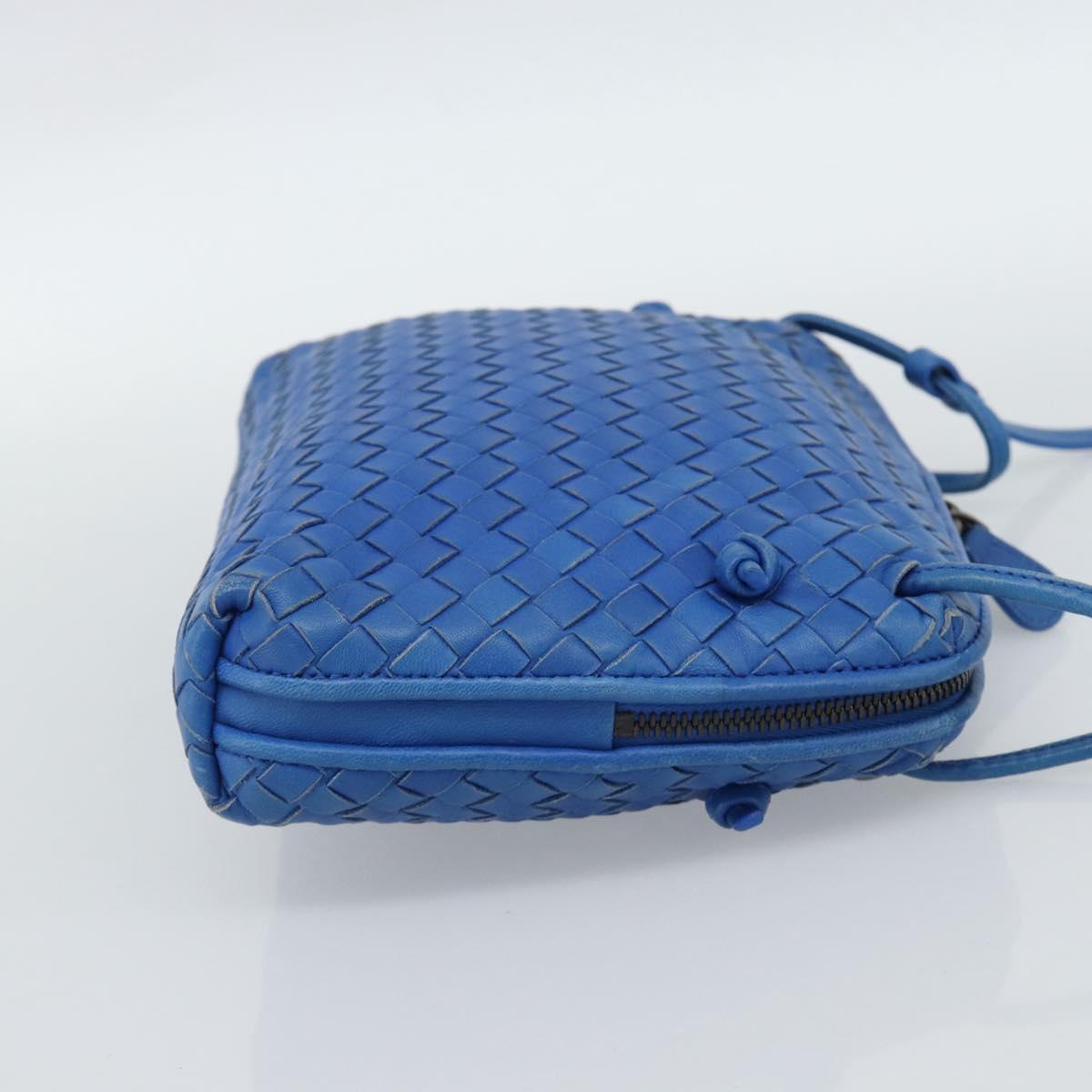 BOTTEGA VENETA INTRECCIATO Shoulder Bag Leather Blue Auth 187113