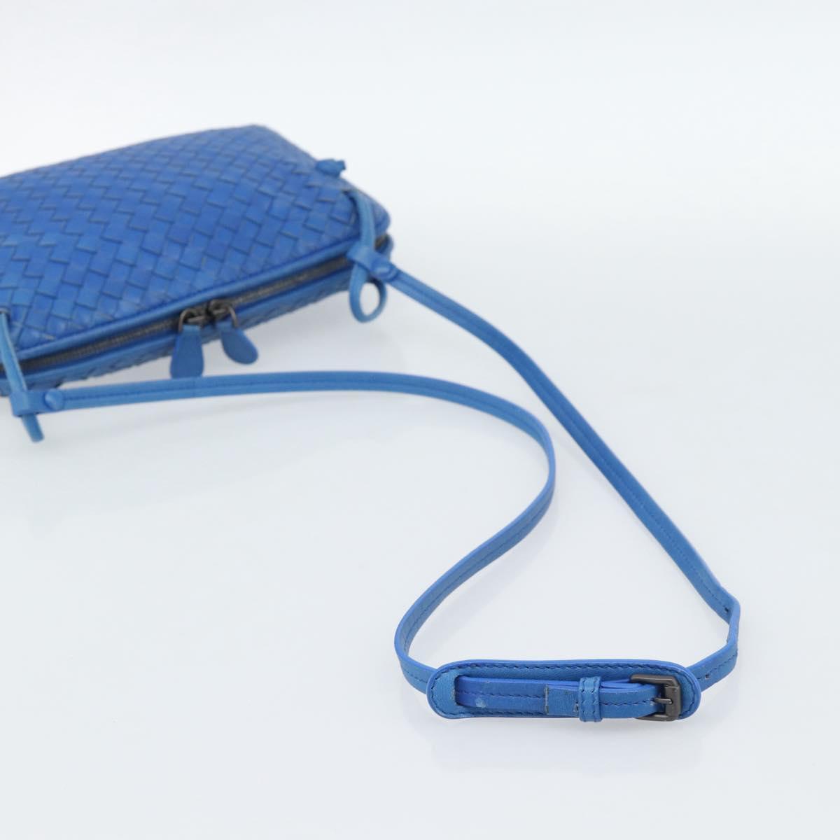BOTTEGA VENETA INTRECCIATO Shoulder Bag Leather Blue Auth 187113