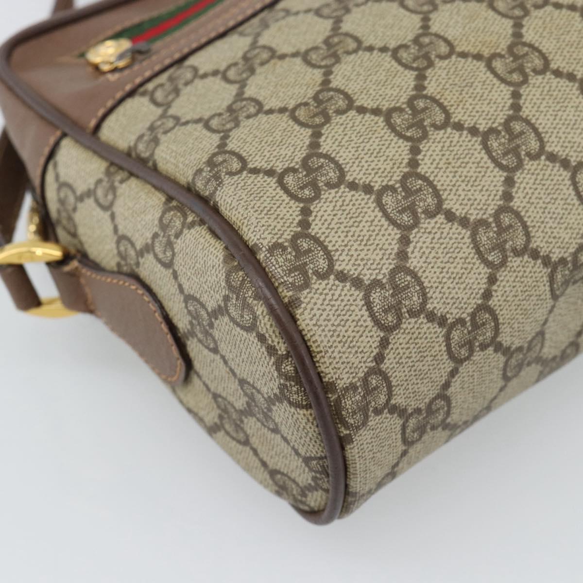 GUCCI GG Supreme Web Sherry Line Bag PVC Beige Gold 001 113 6472 Auth 187114