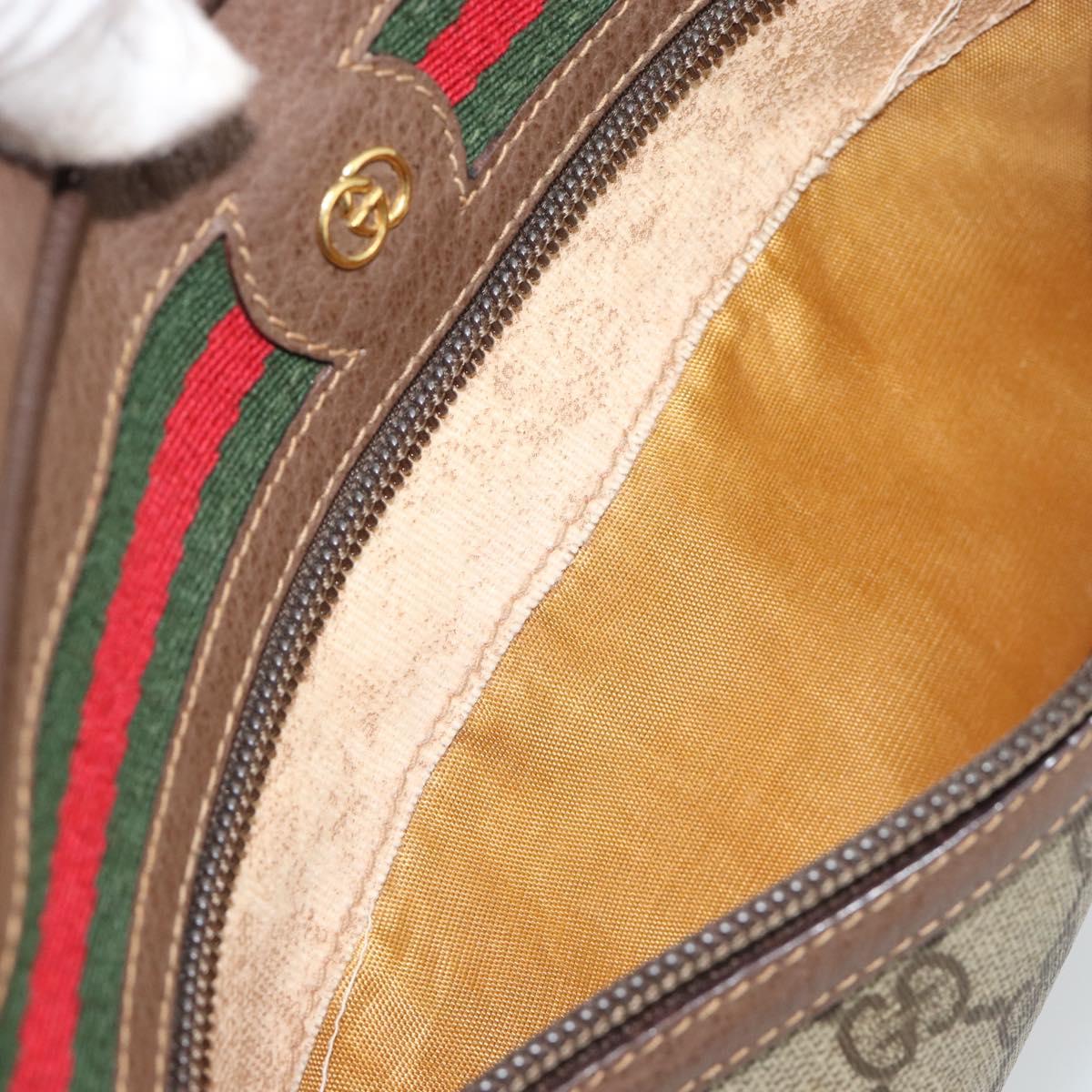 GUCCI GG Supreme Web Sherry Line Bag PVC Beige Gold 001 113 6472 Auth 187114
