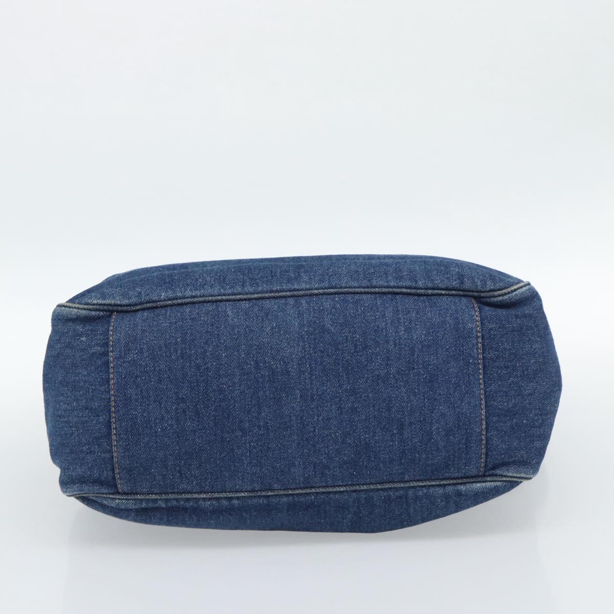 CHANEL Hand Bag Denim Blue Gold CC Auth 187118